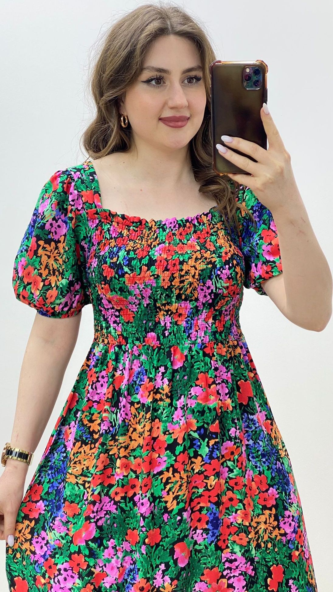 Gipeli Renkli Çiçek Elbise