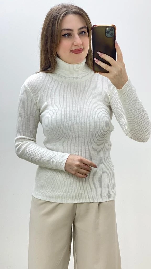 Balıkçı Triko Kazak Ekru