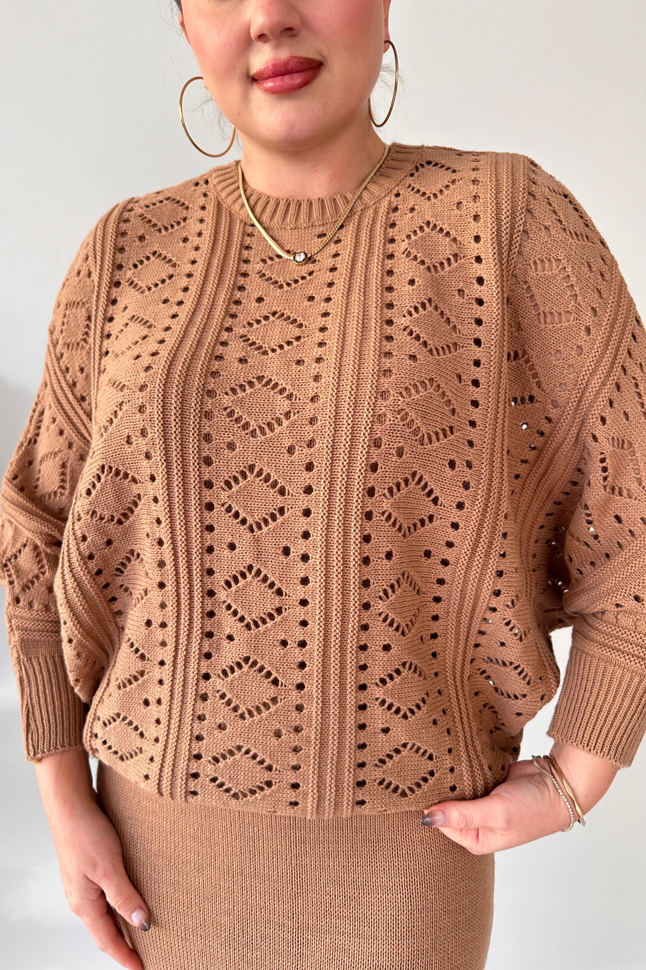 Delik Kazaklı Triko Elbise