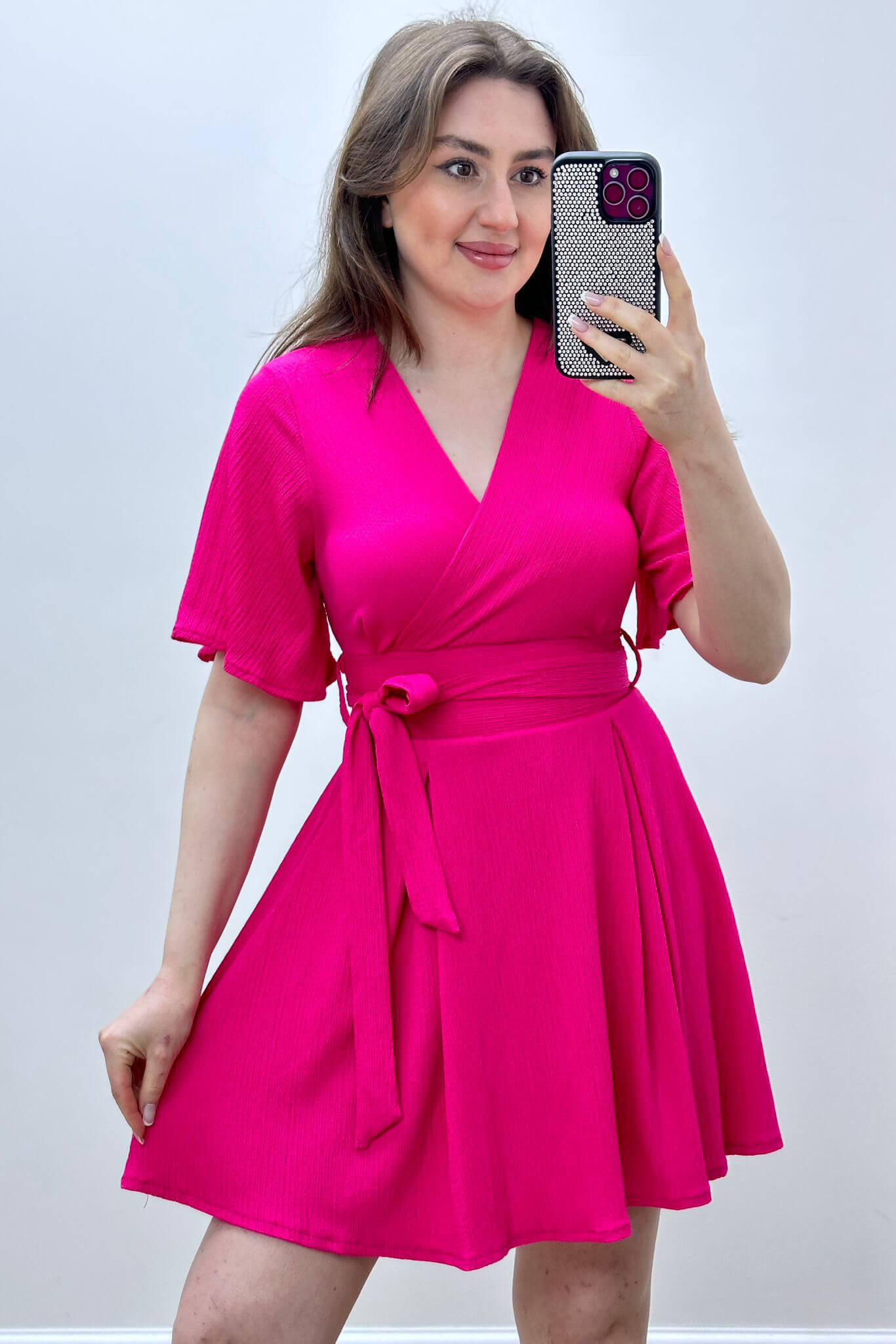 Gofre Şortlu Elbise Pembe