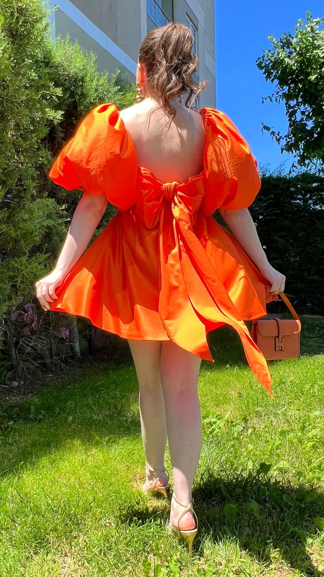 Fiyonk Tafta Elbise Turuncu