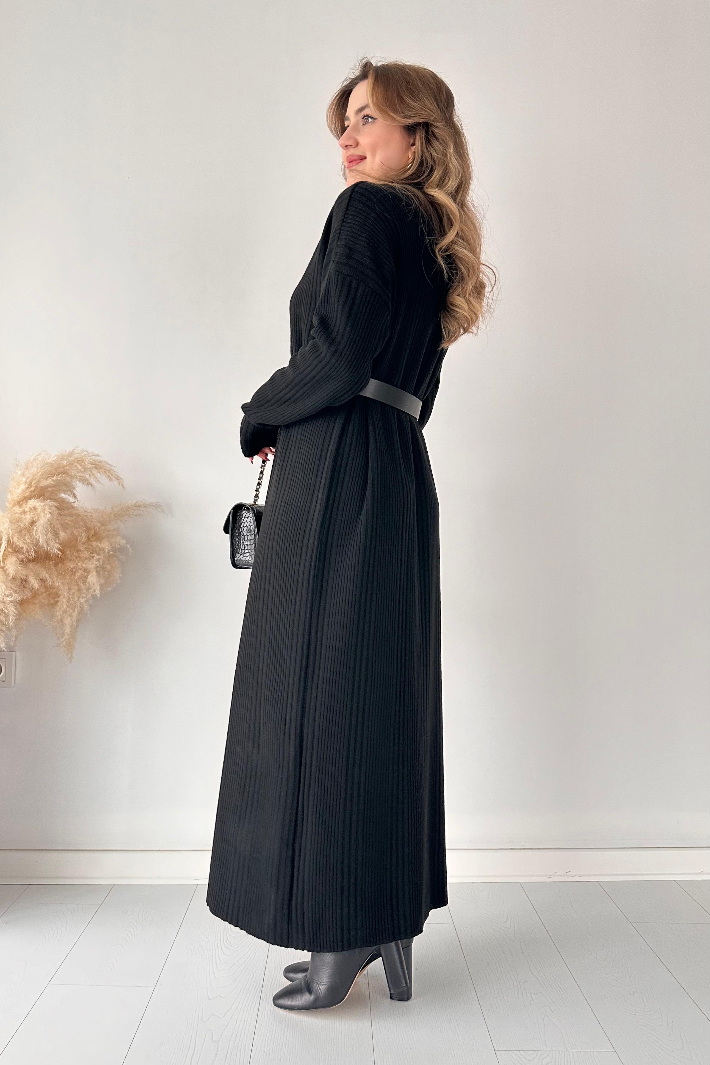 Fitilli Maksi Triko Elbise