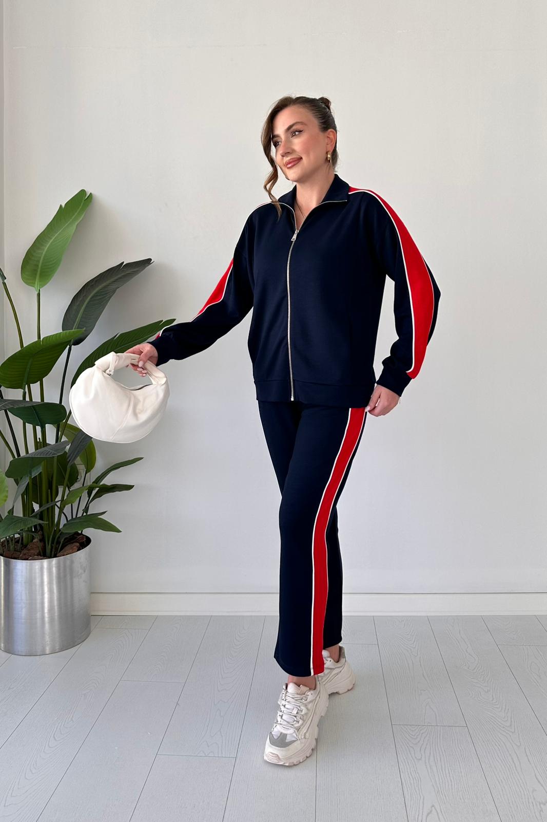 Kol Biyeli Fermuarlı Takım - Lacivert