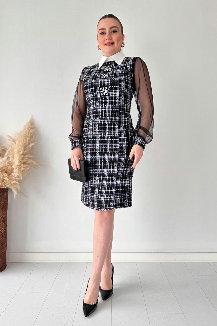 Kolu Tül Tüvit Elbise