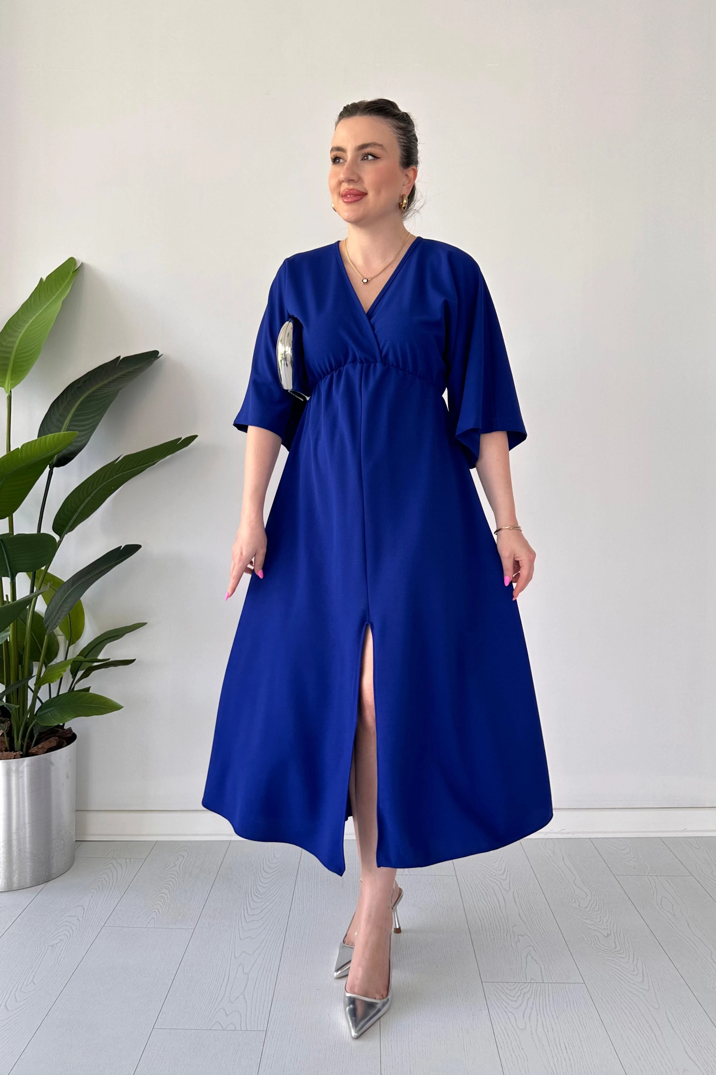 Yarasa Kol Krep Elbise