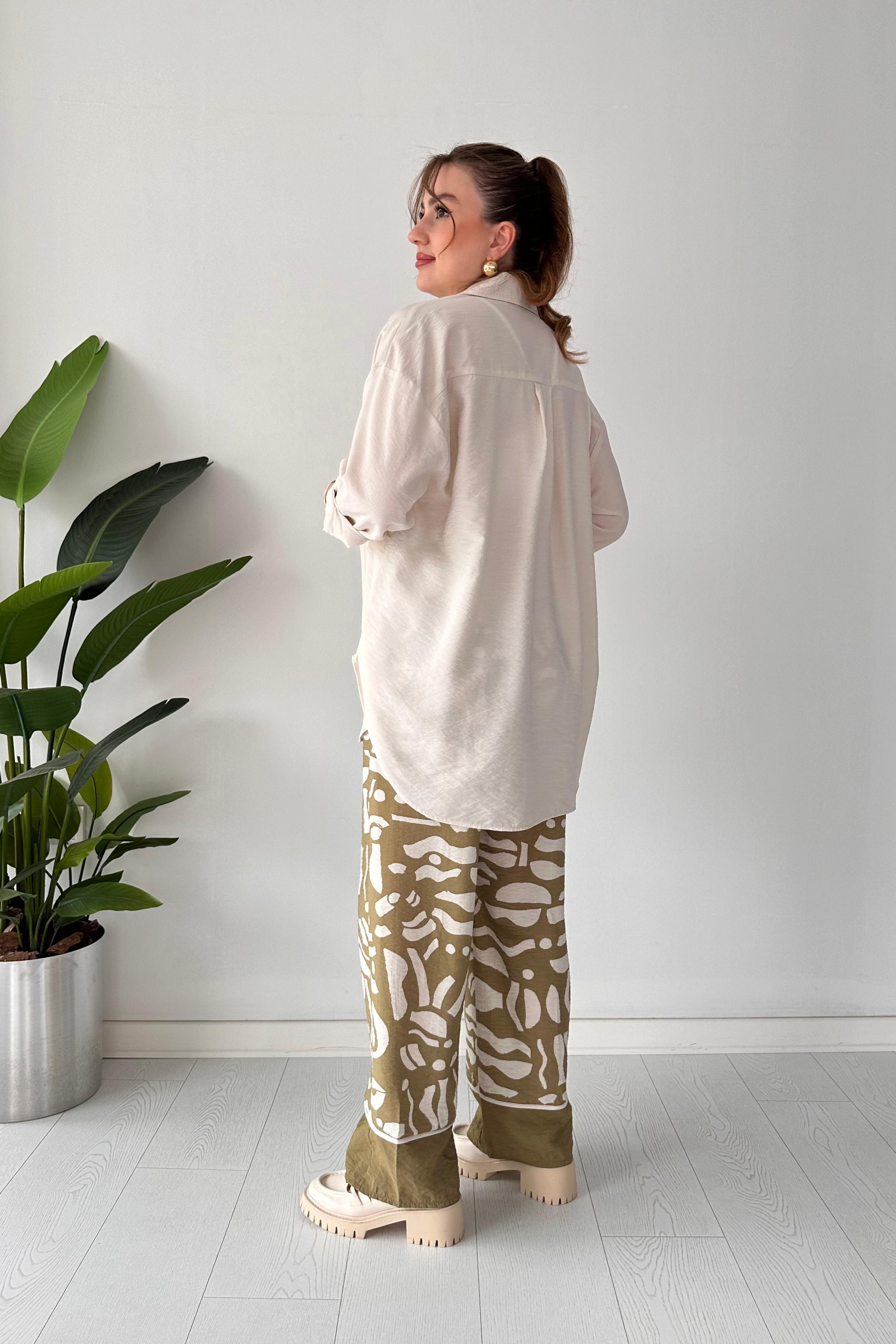 Desenli Pantolon-Gömlek İkili Takım