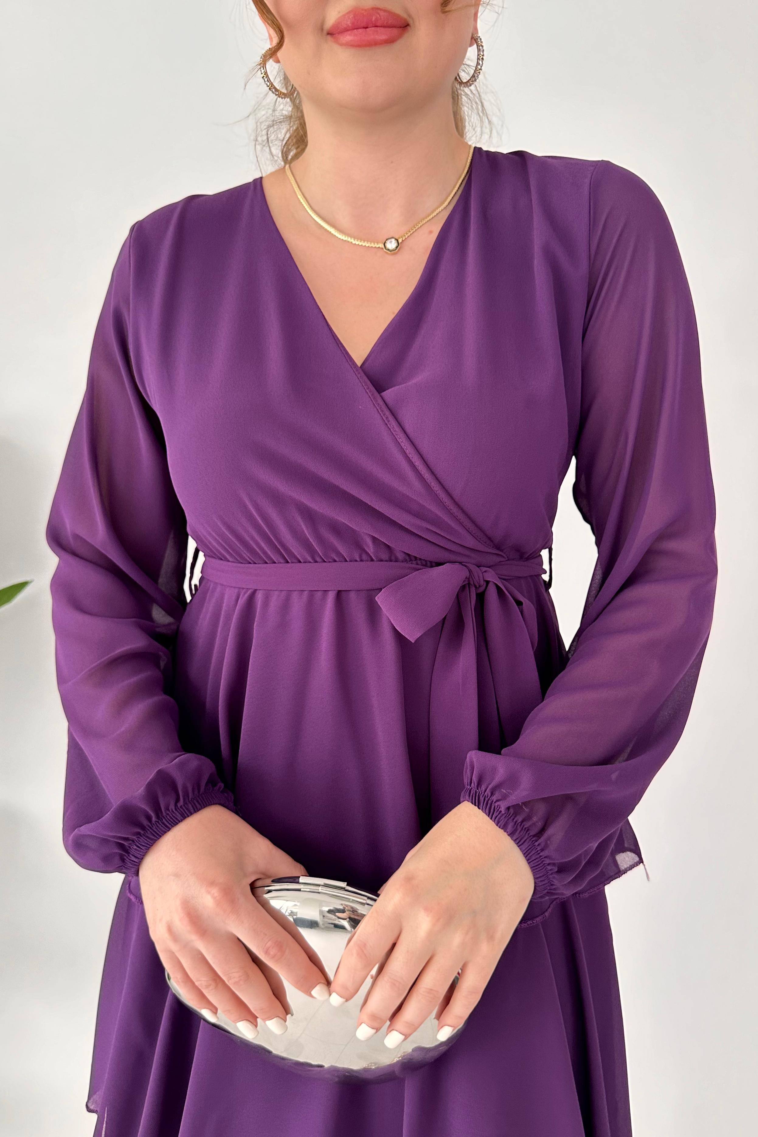 Kat Kat Şifon Elbise