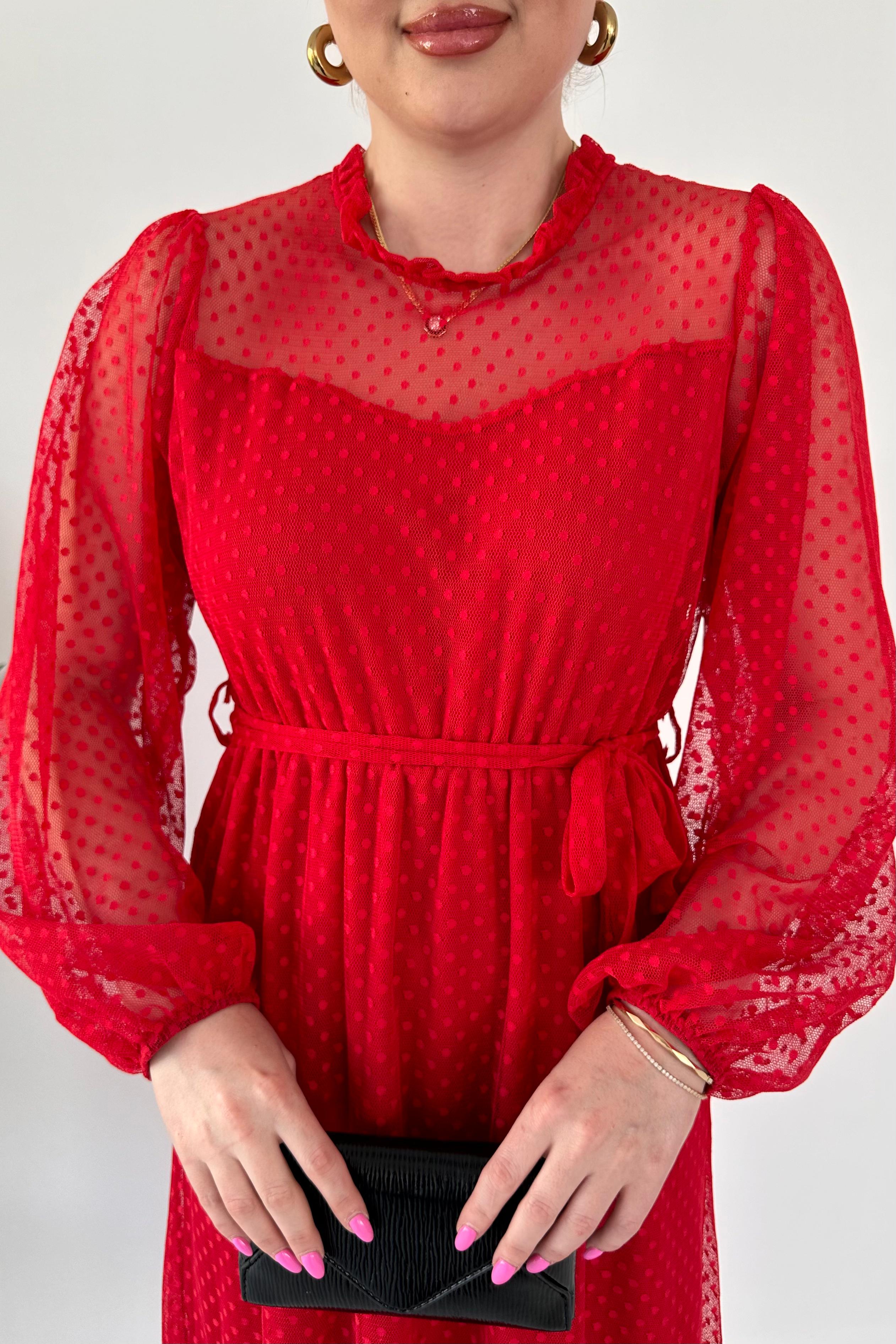 Puan Floklu Tül Elbise