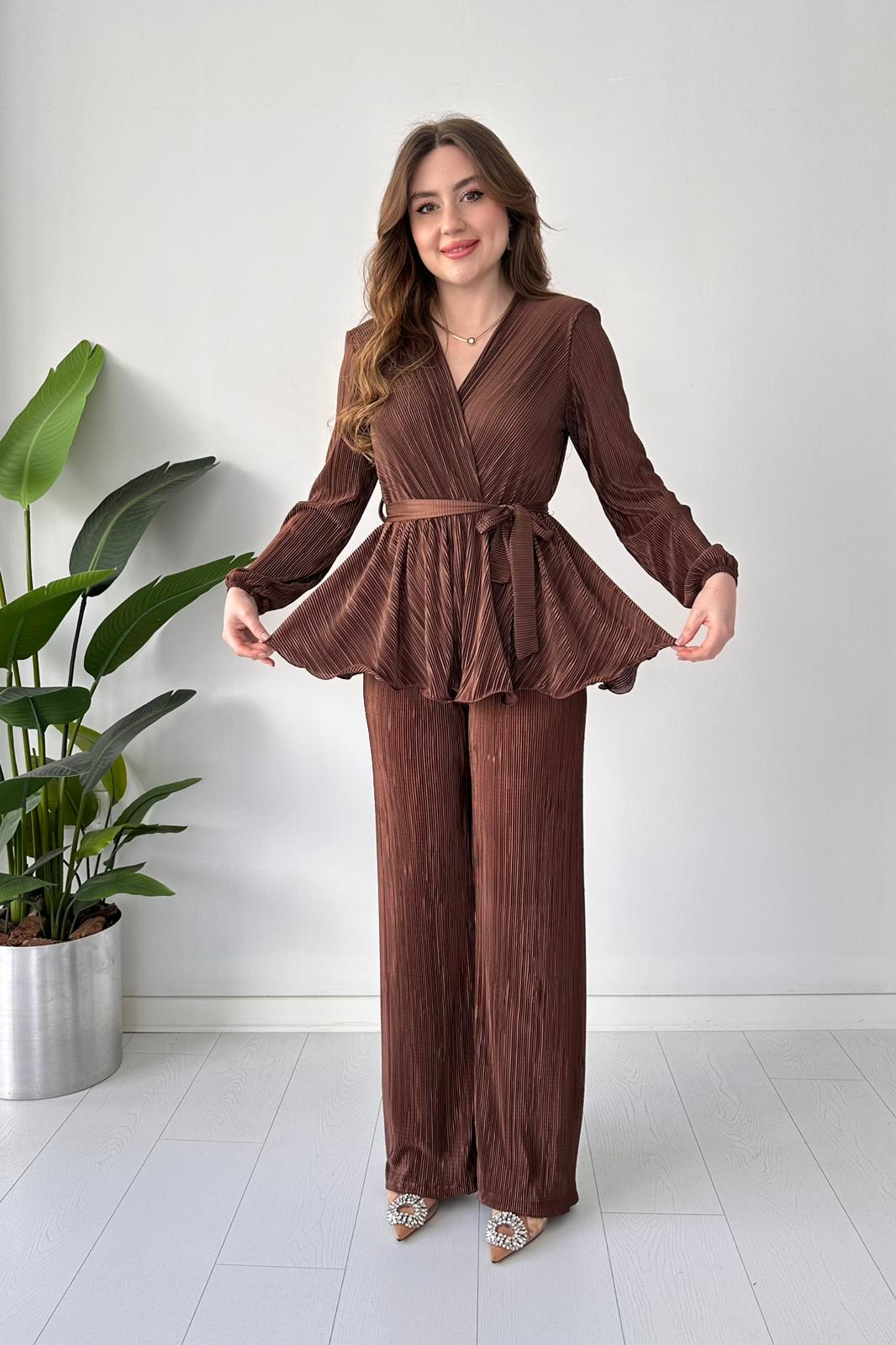 Krinkıl İkili Takım - Kahverengi