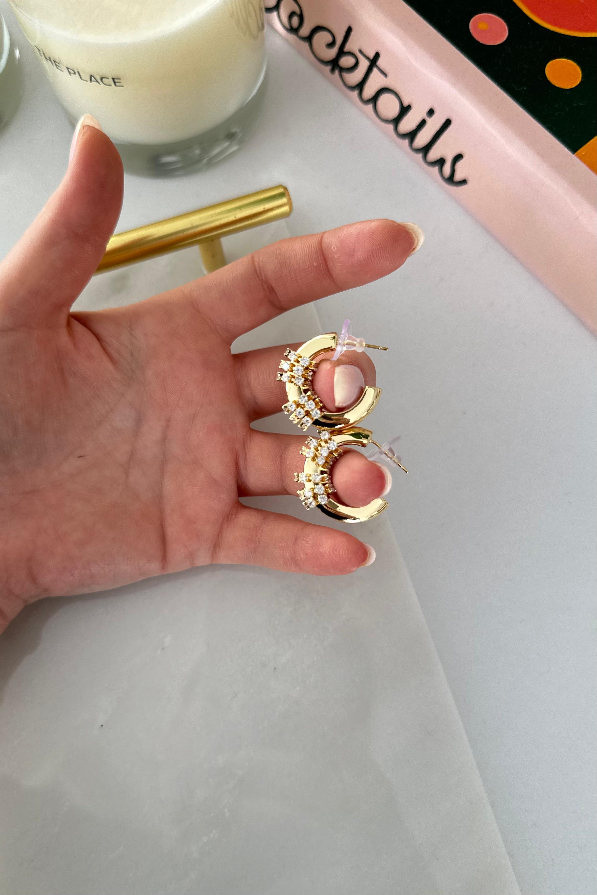 Mini taşlı Halka Küpe