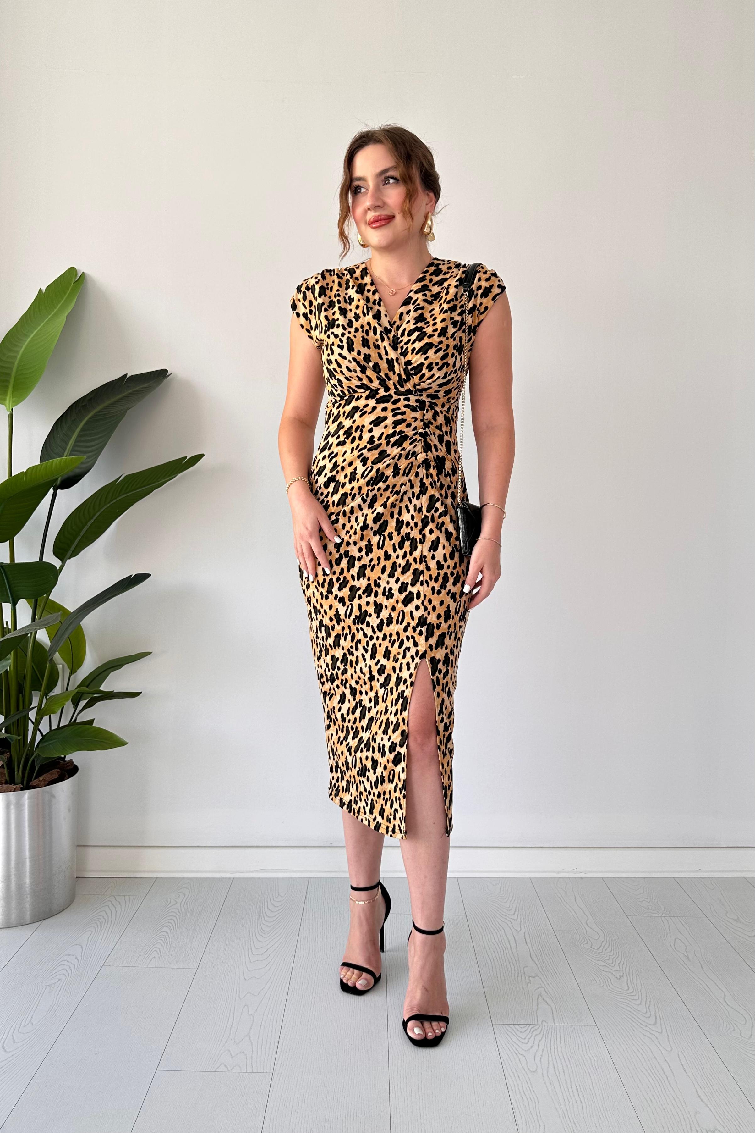 Leopar Krep Elbise