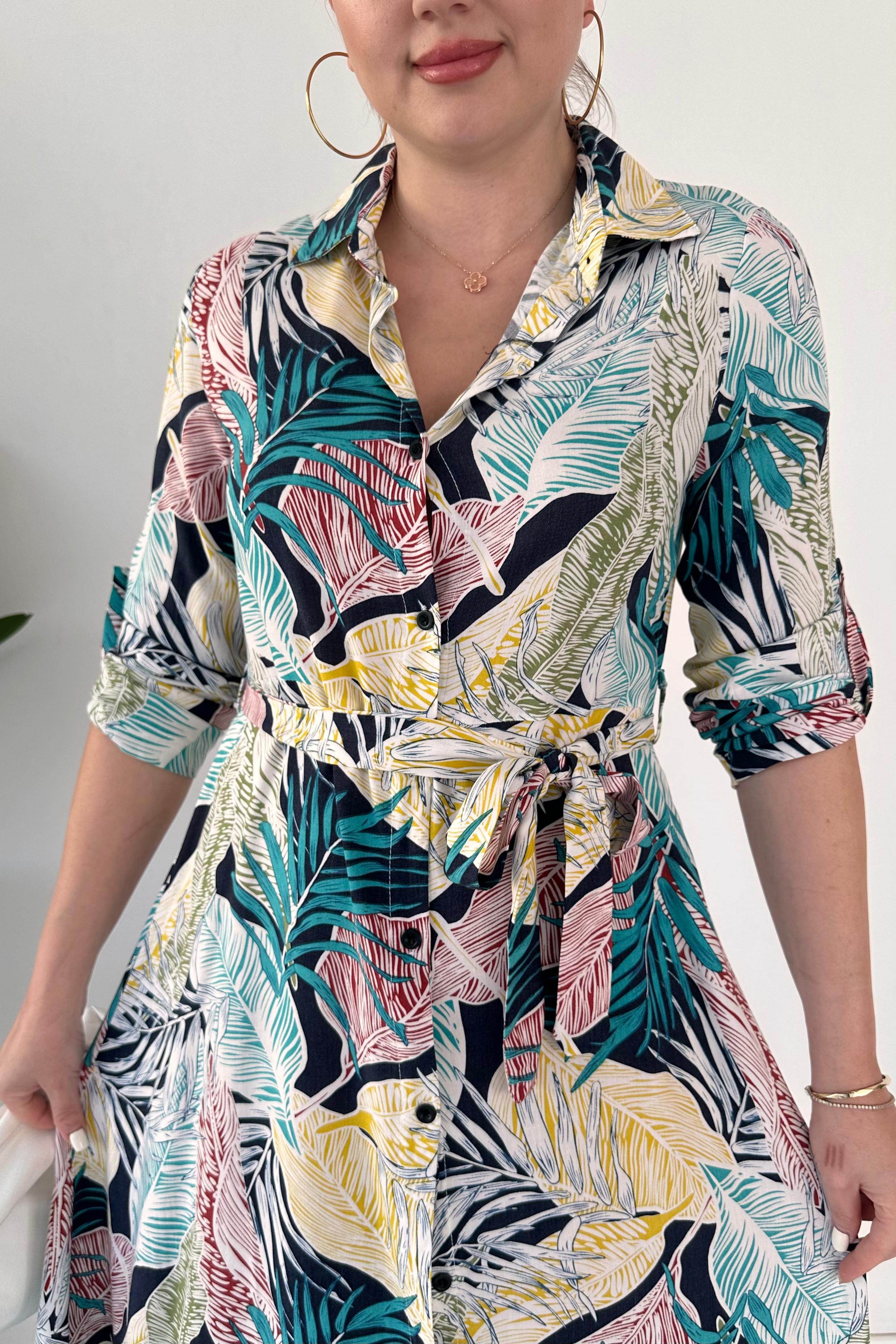 Yaprak Dökümlü Viskon Elbise