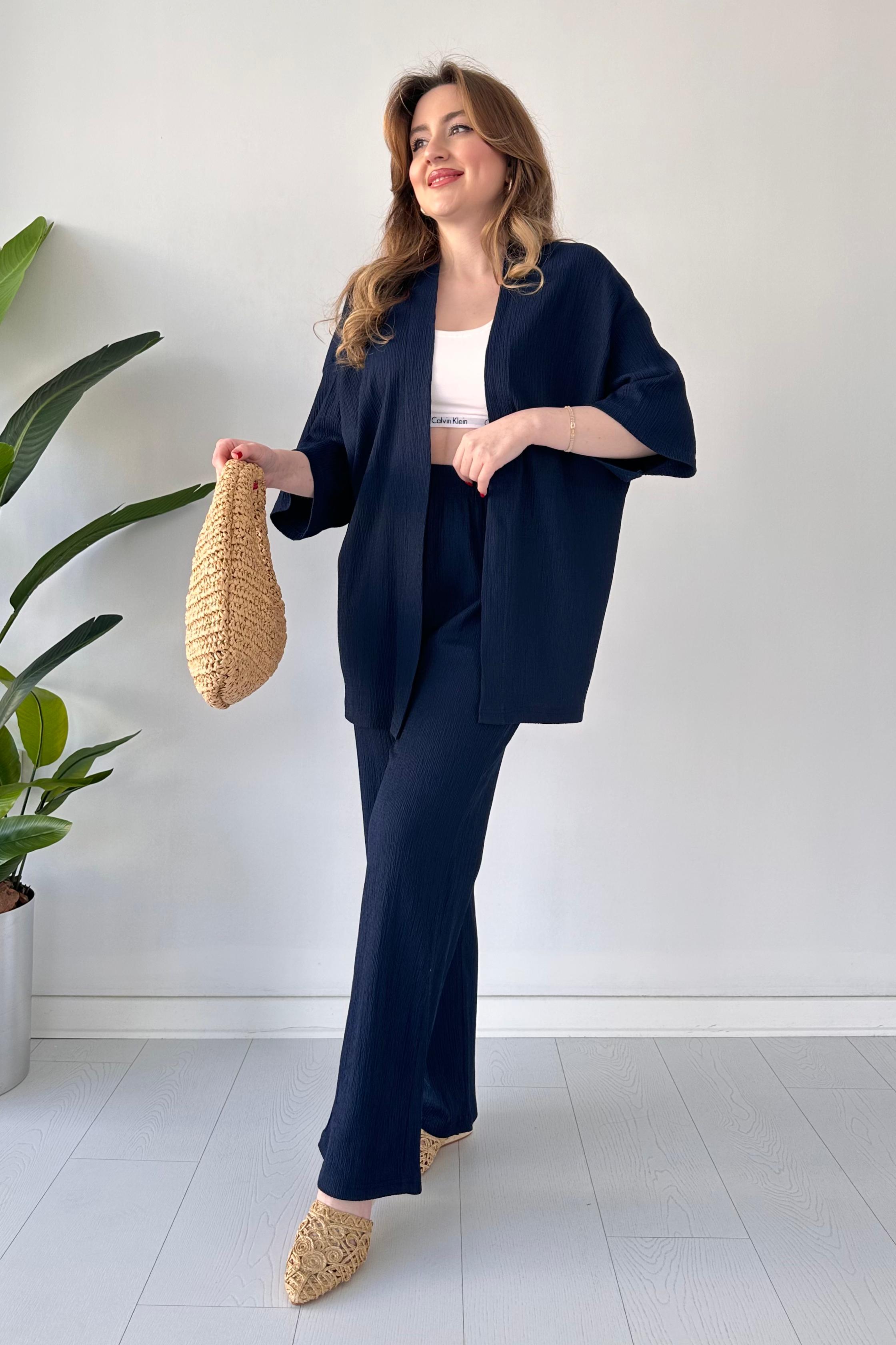 Gofre İkili Takım Lacivert