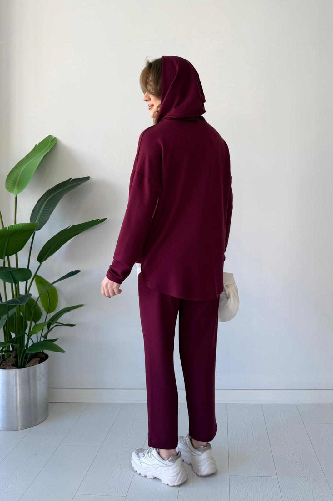 Kapşonlu Tshirt Detay İkili Takım