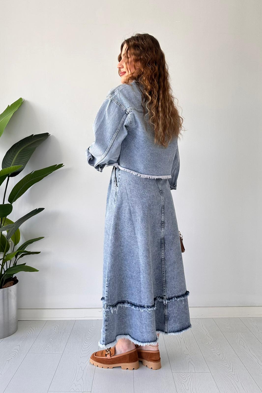 Kloş Etekli Denim Takım