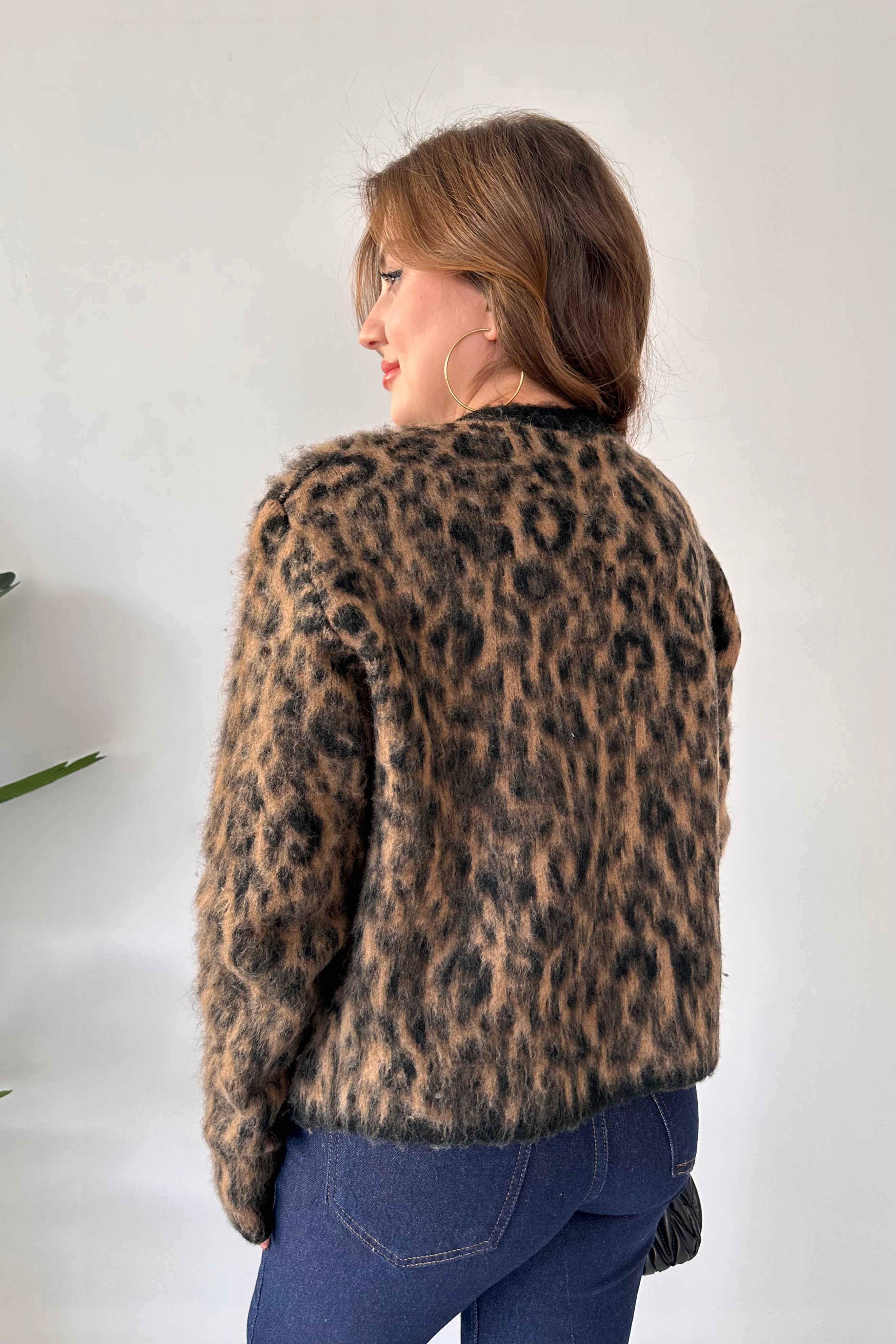 Tüylü Leopar Hırka