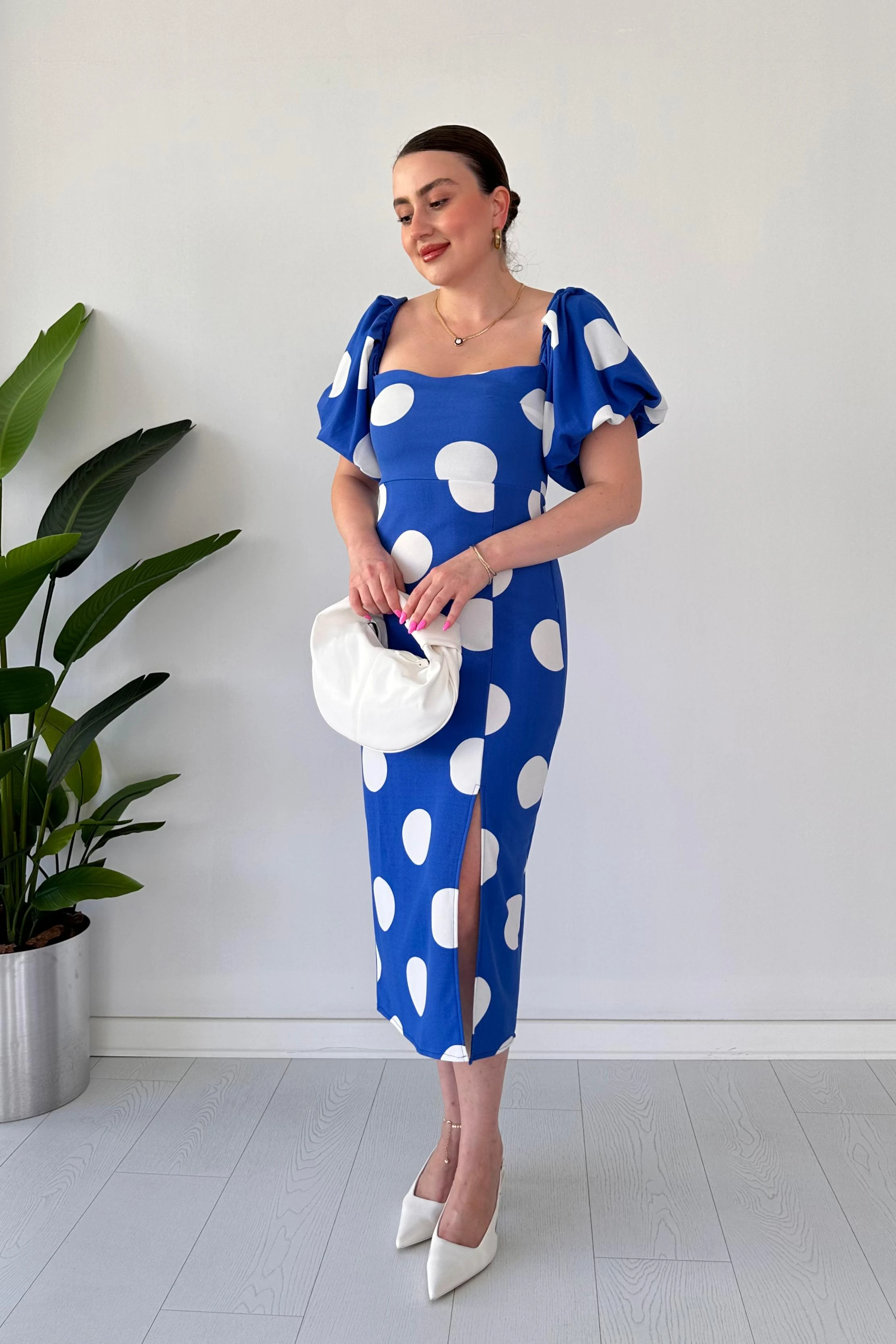 İri Puan Krep Elbise