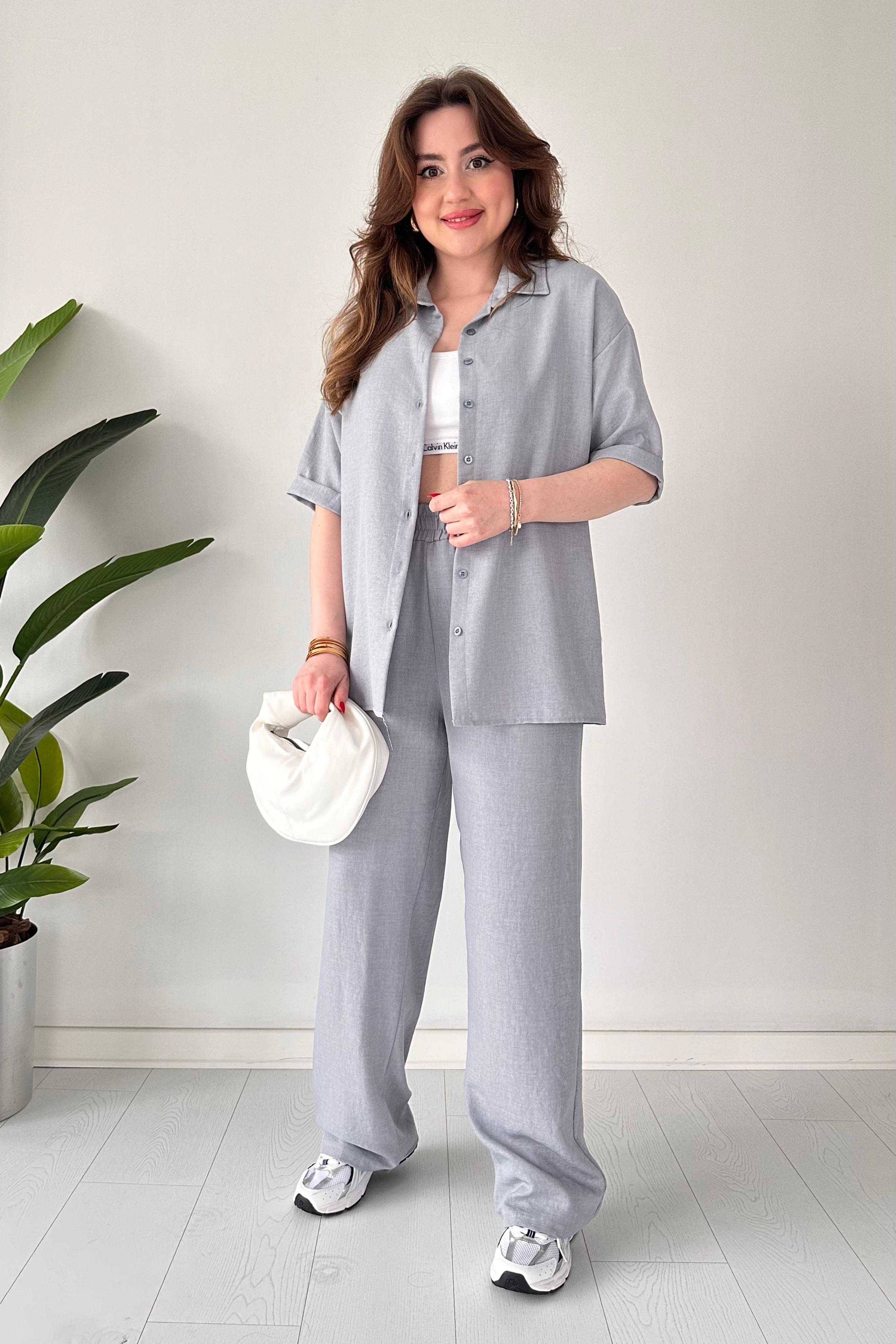 Kısa Kollu Keten Takım