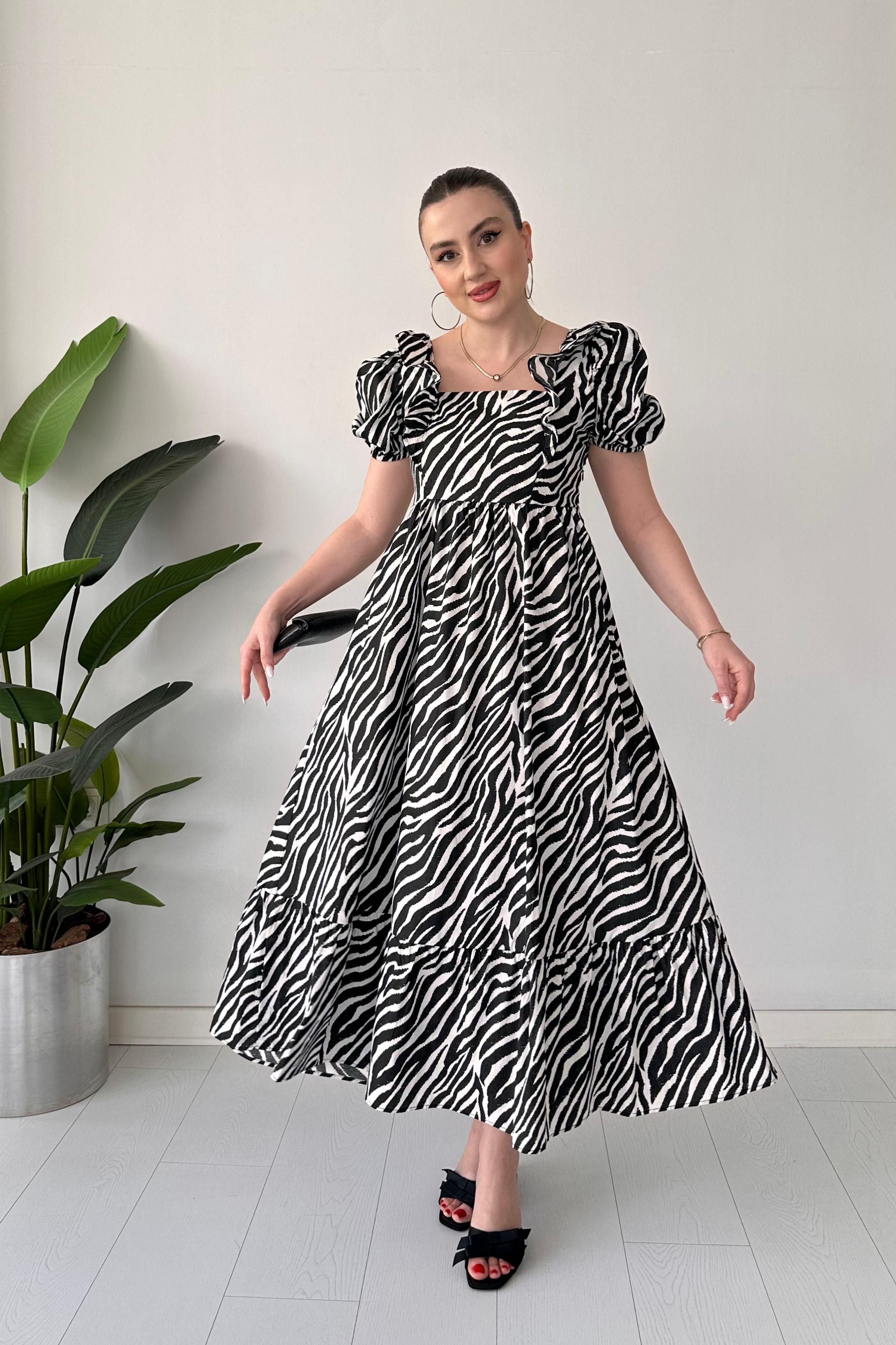 Zebra Poplin Elbise
