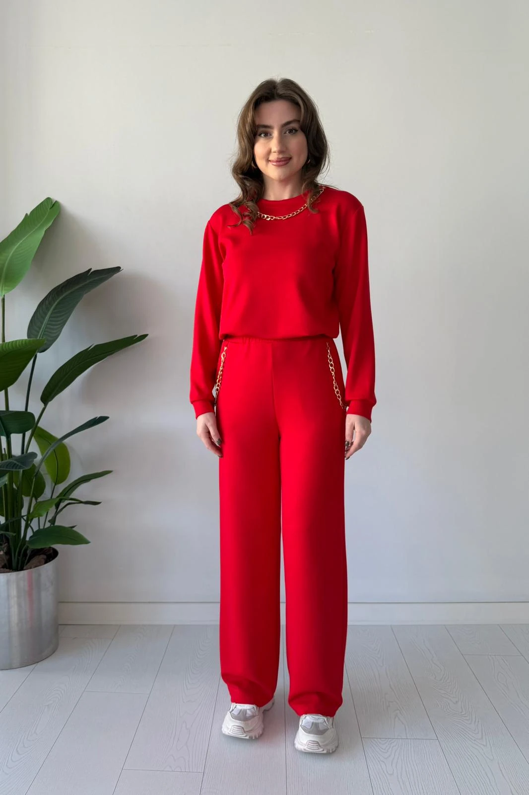 Zincir Detay İkili Takım - Kırmızı