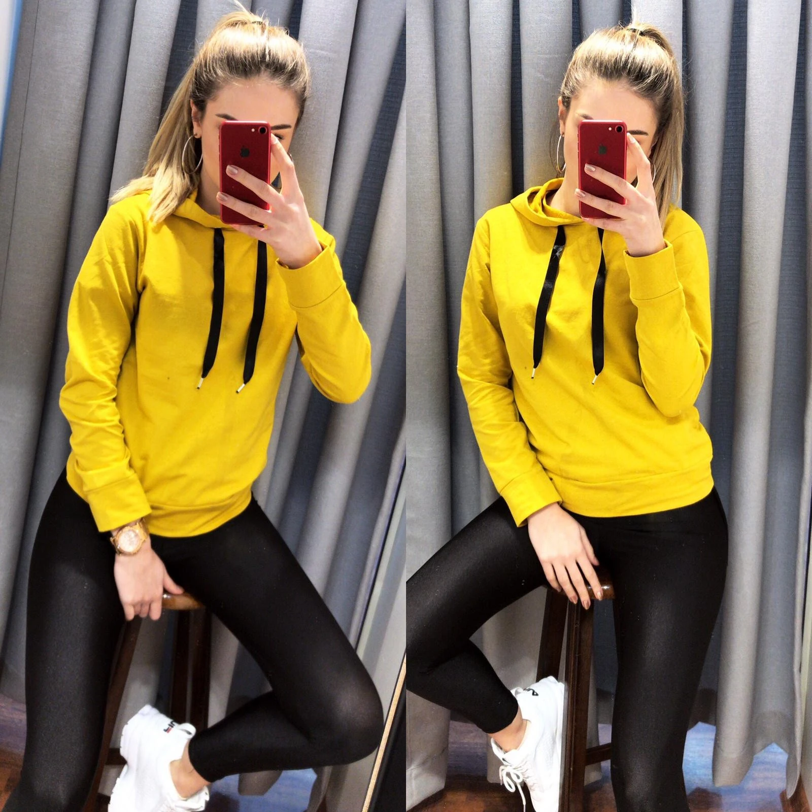 Kapüşonlu Sweat Sarı