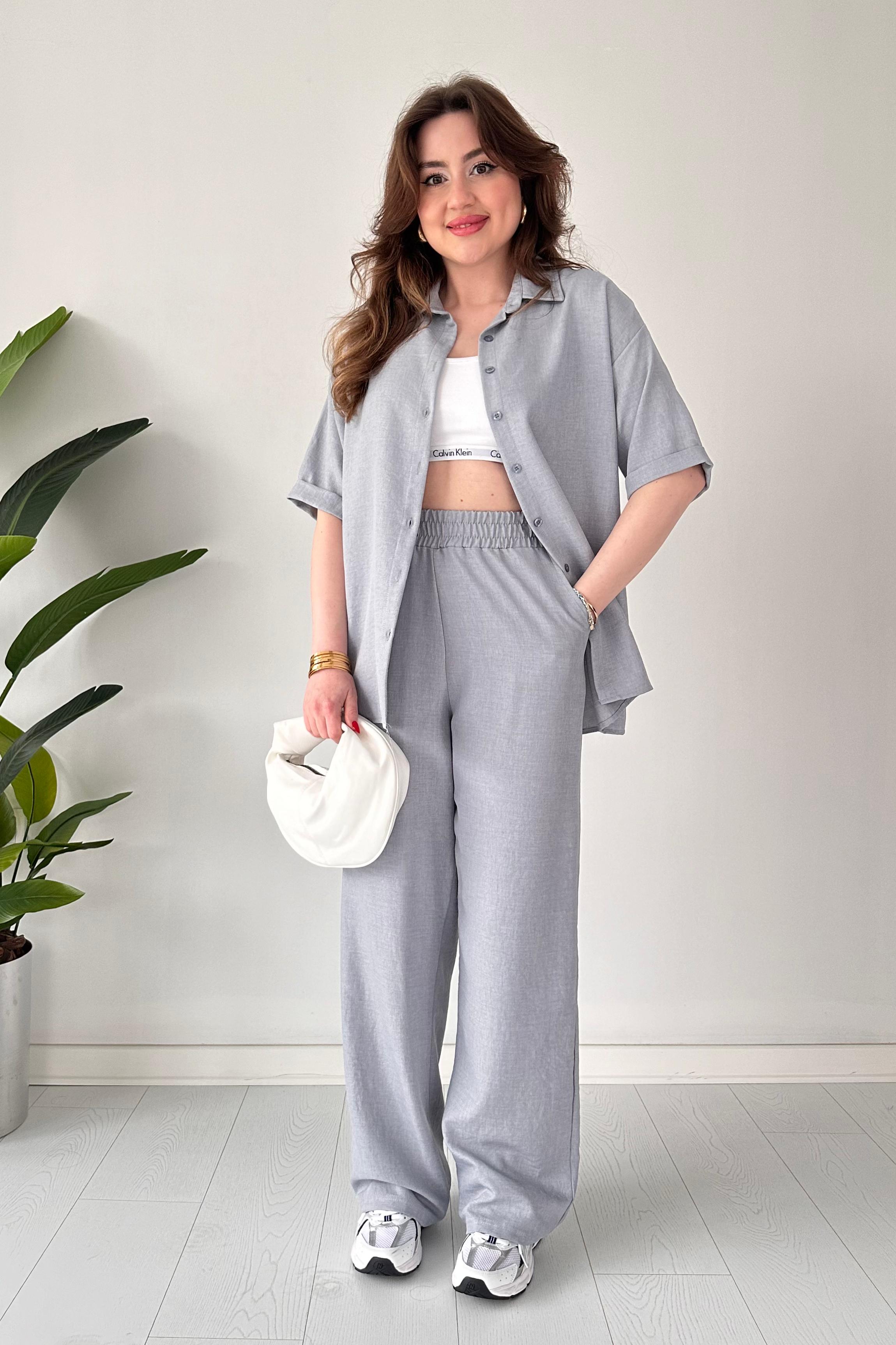 Kısa Kollu Keten Takım