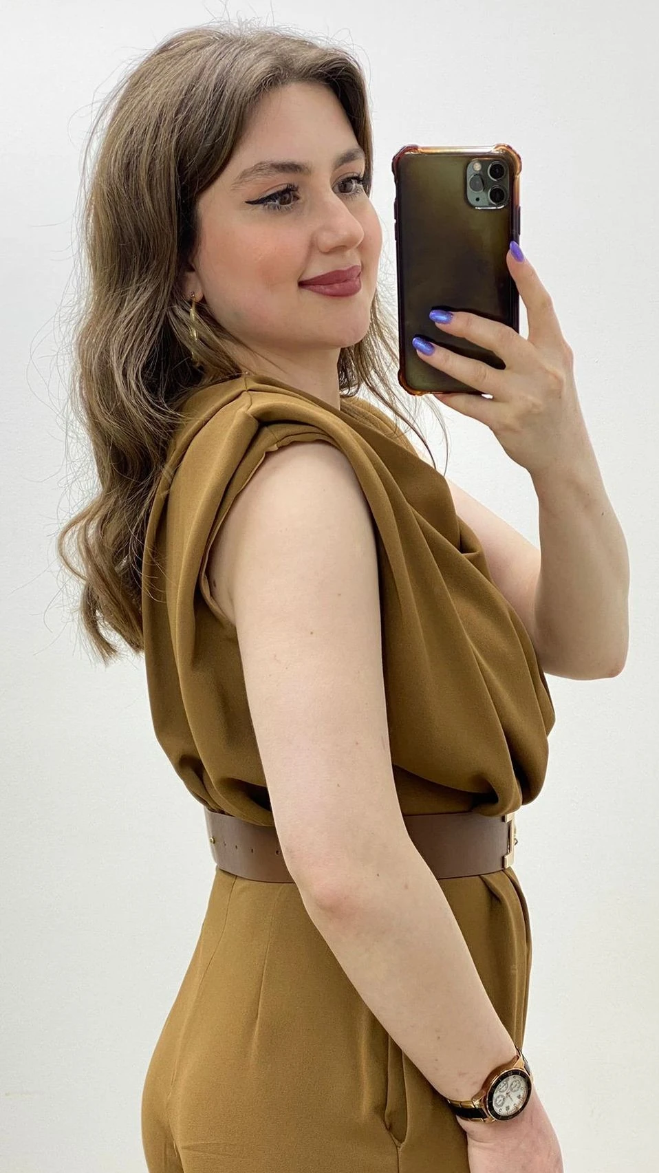 Degaje Yaka Kemerli Tulum Taba