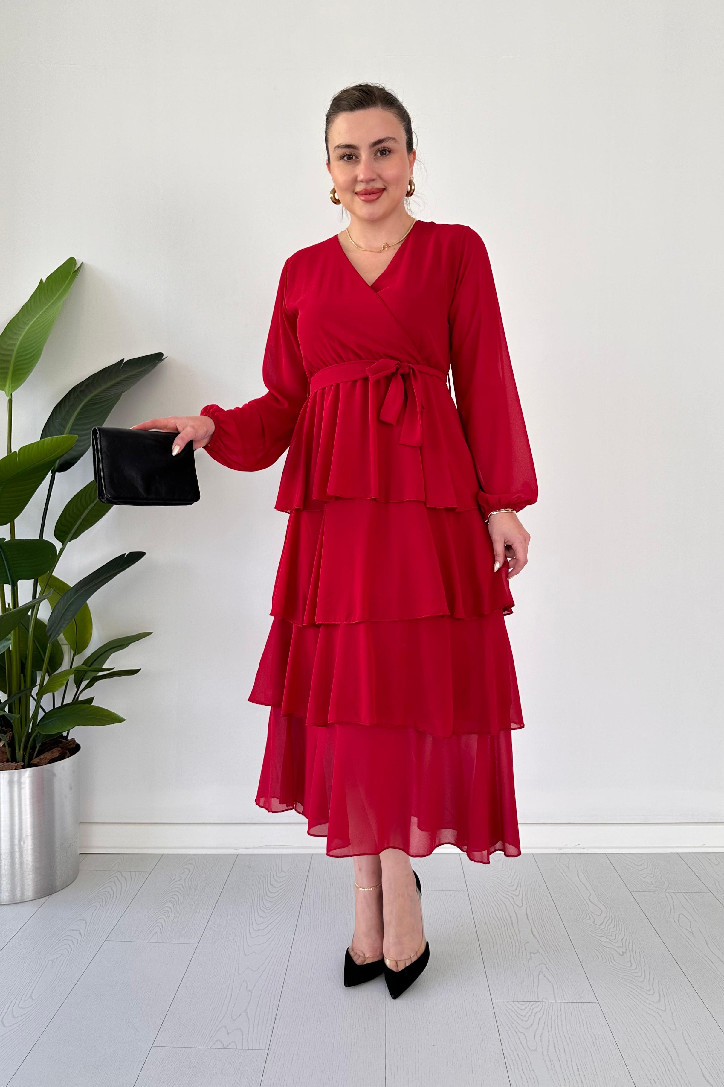 Kat Kat Şifon Elbise