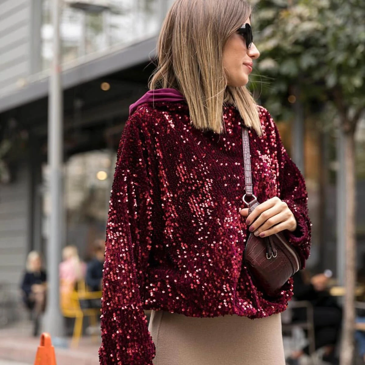 Payetli Sweatshirt Bordo