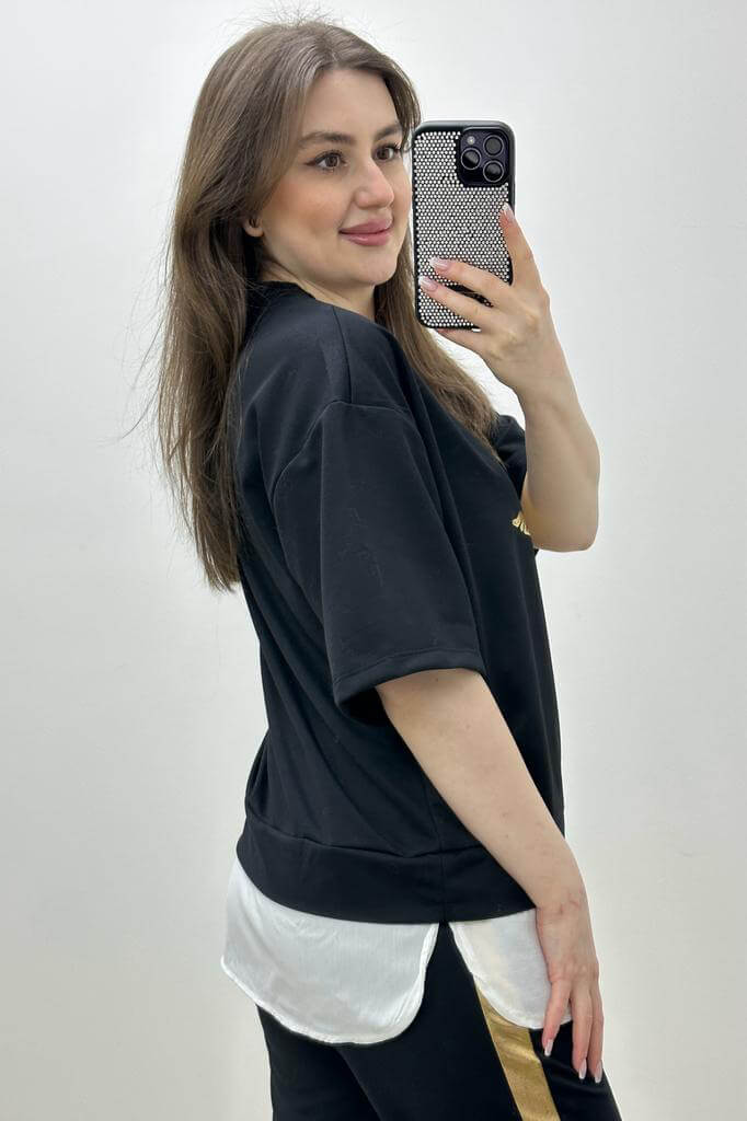 Gömlek Detay İkili Takım Siyah