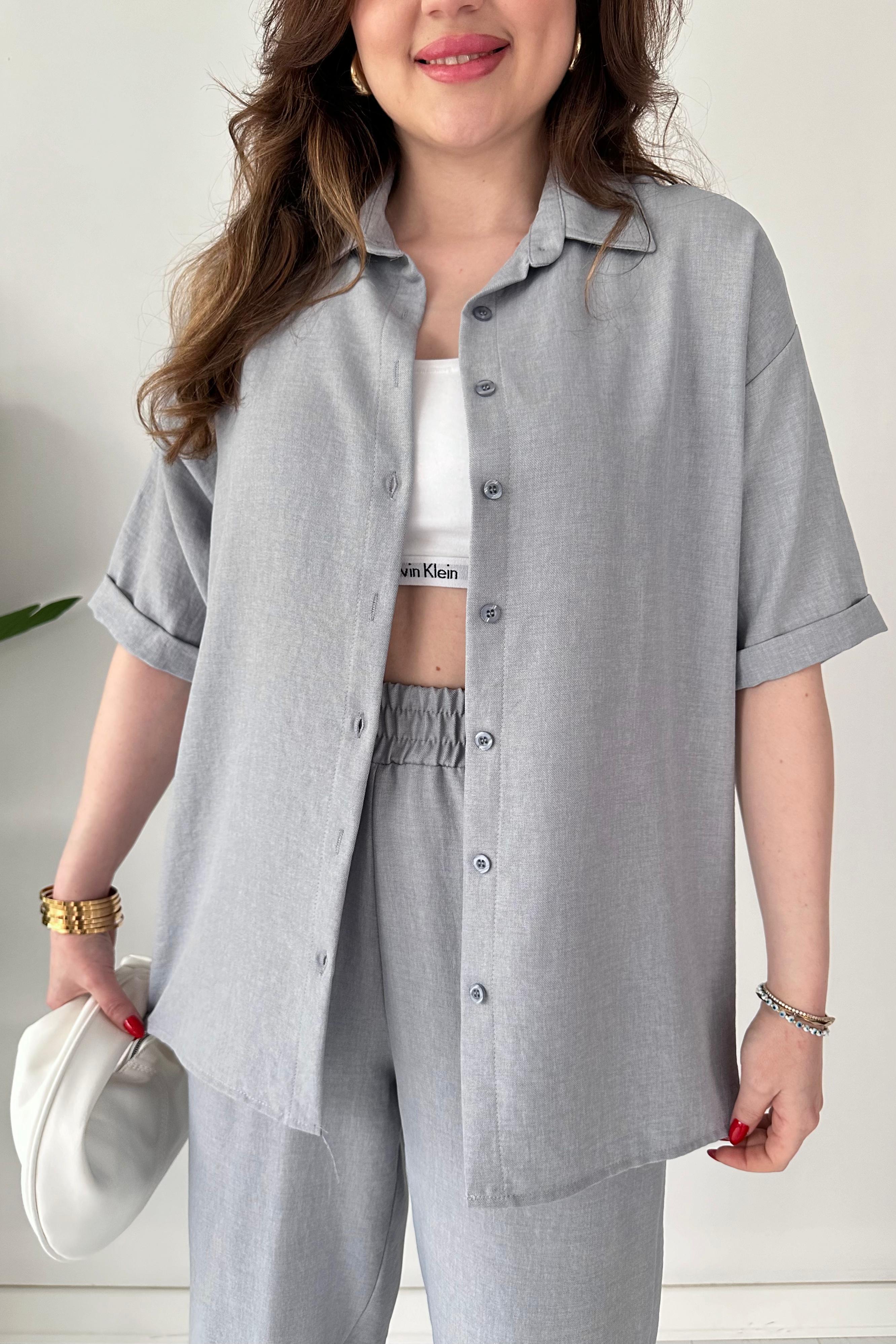 Kısa Kollu Keten Takım