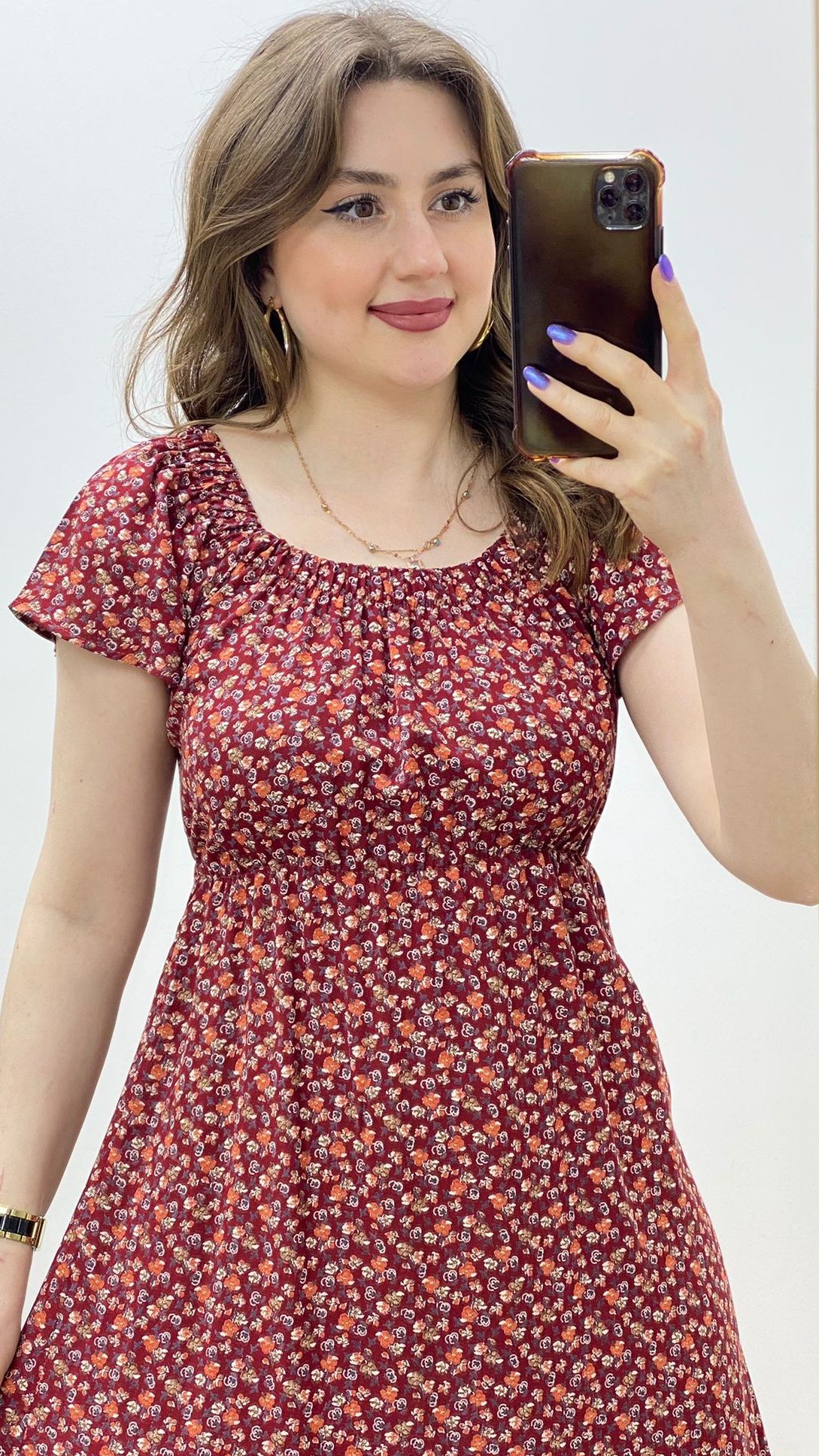 Madonna Mini Çıtır Viskon Elbise Bordo