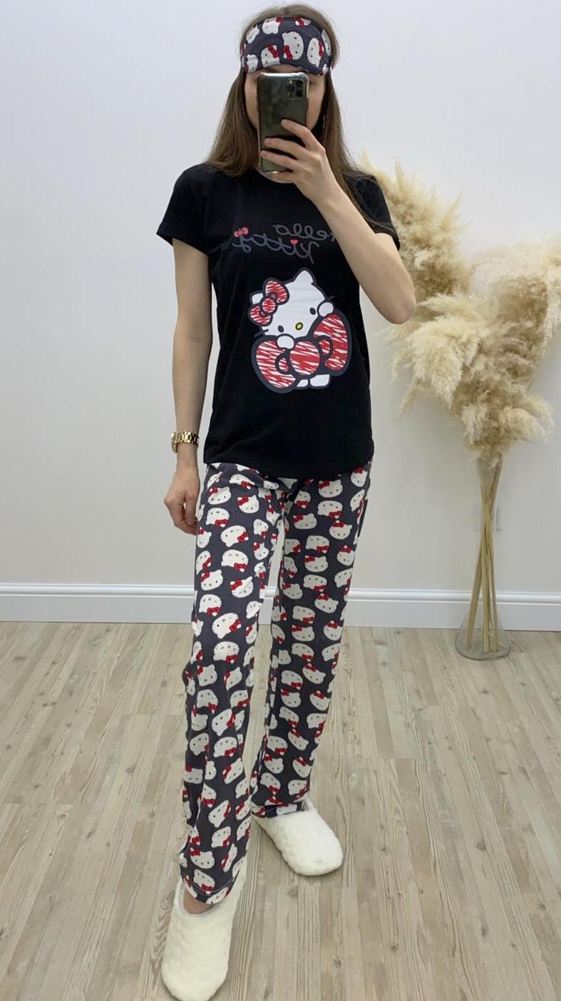 Hello Kitty Pijama Takımı Siyah