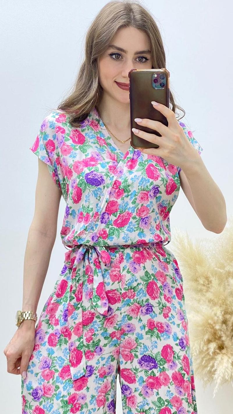 Güllü Kruvaze Viskon Tulum Ekru