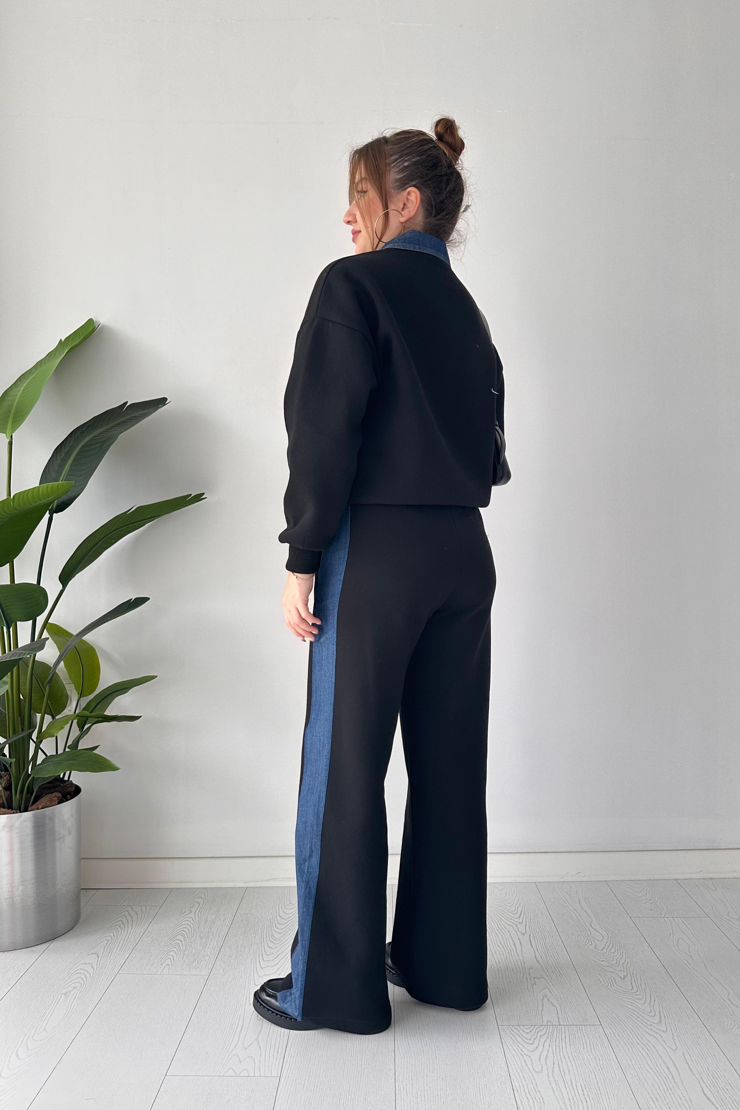 Denim Cepli İçi Polar Eşofman Takımı