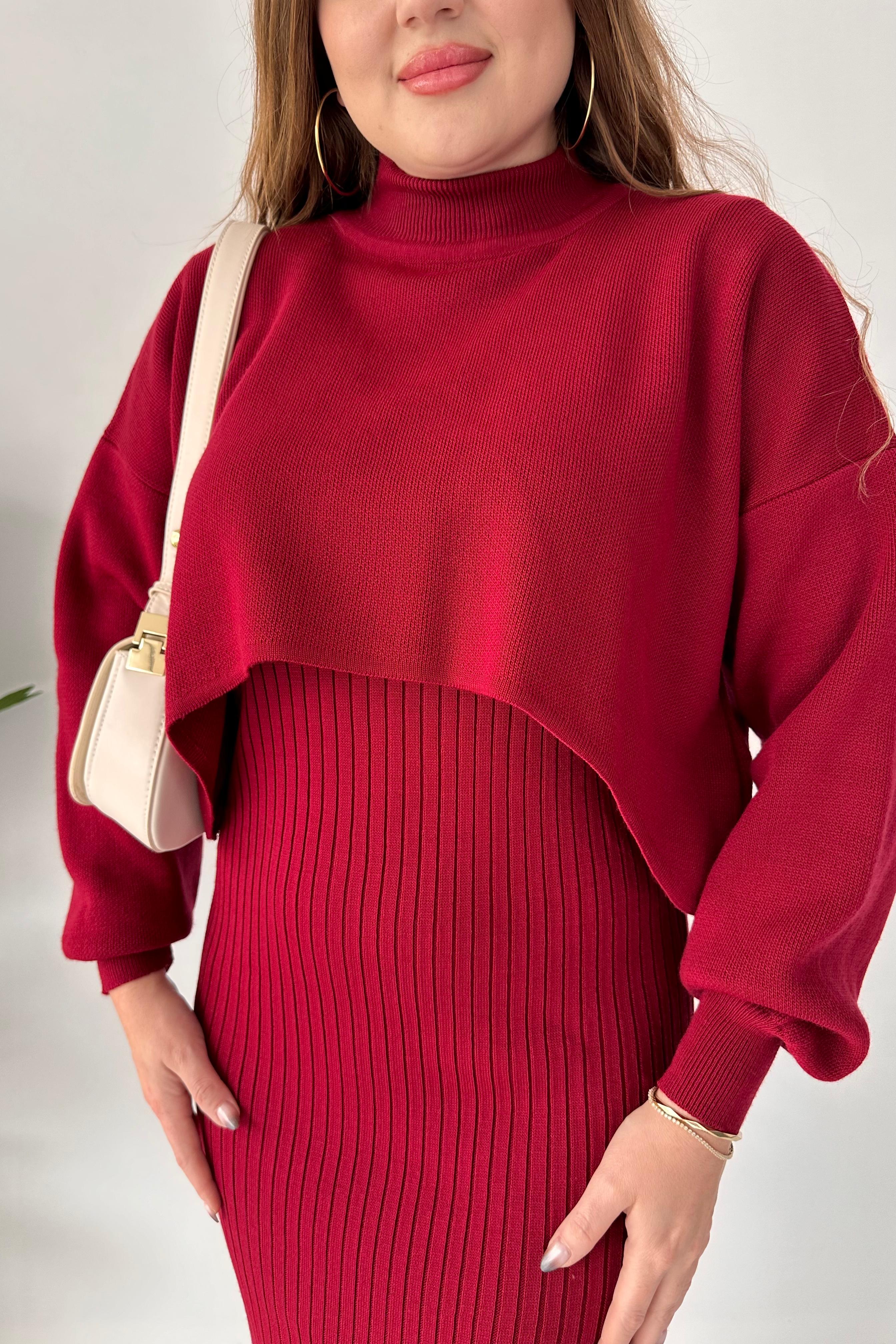 Kısa Kazaklı Triko Elbise