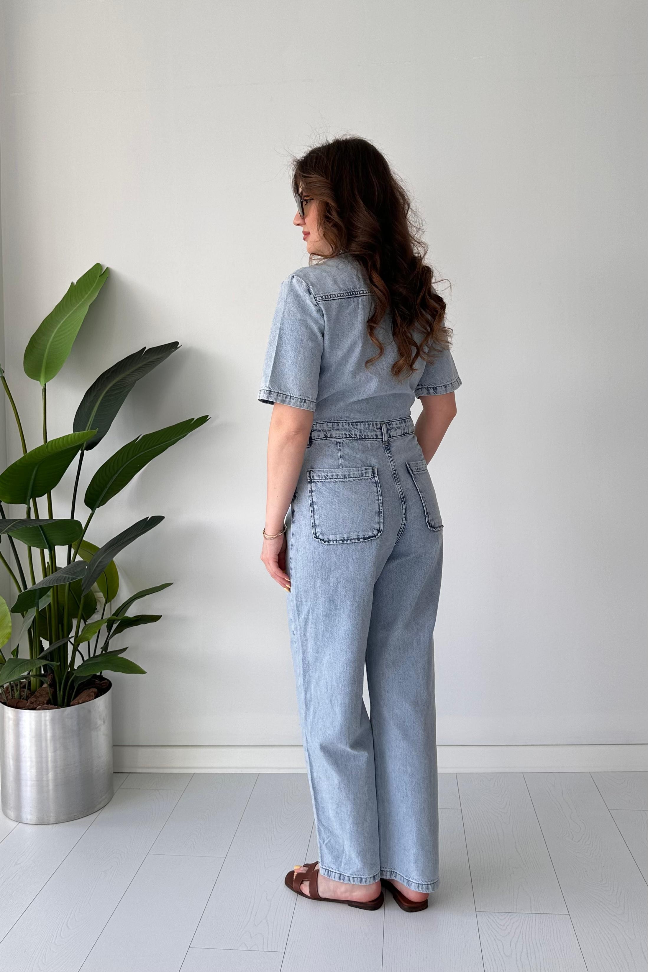V Yaka Denim Tulum