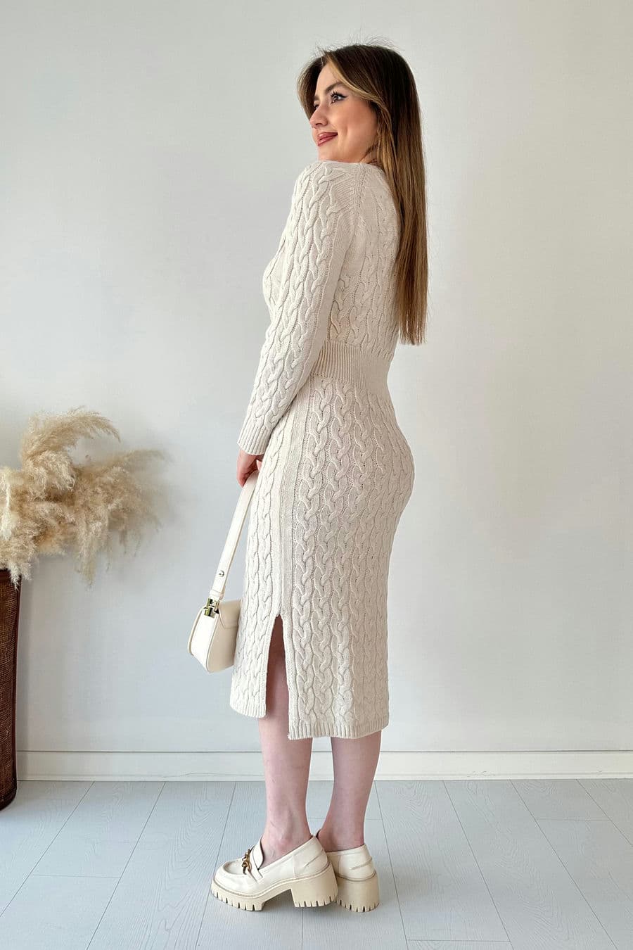 Saç Örgü Midi Elbise