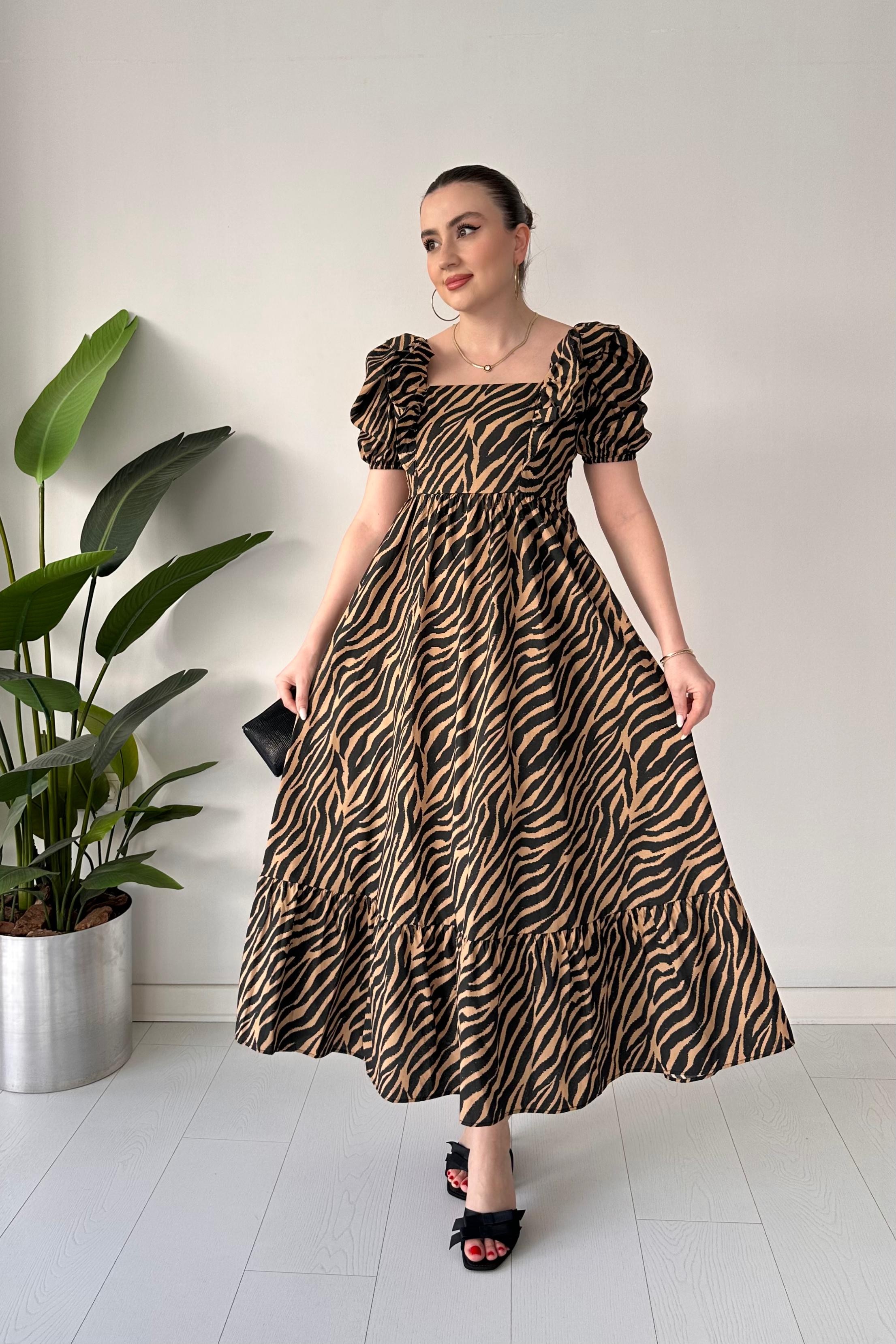 Zebra Poplin Elbise