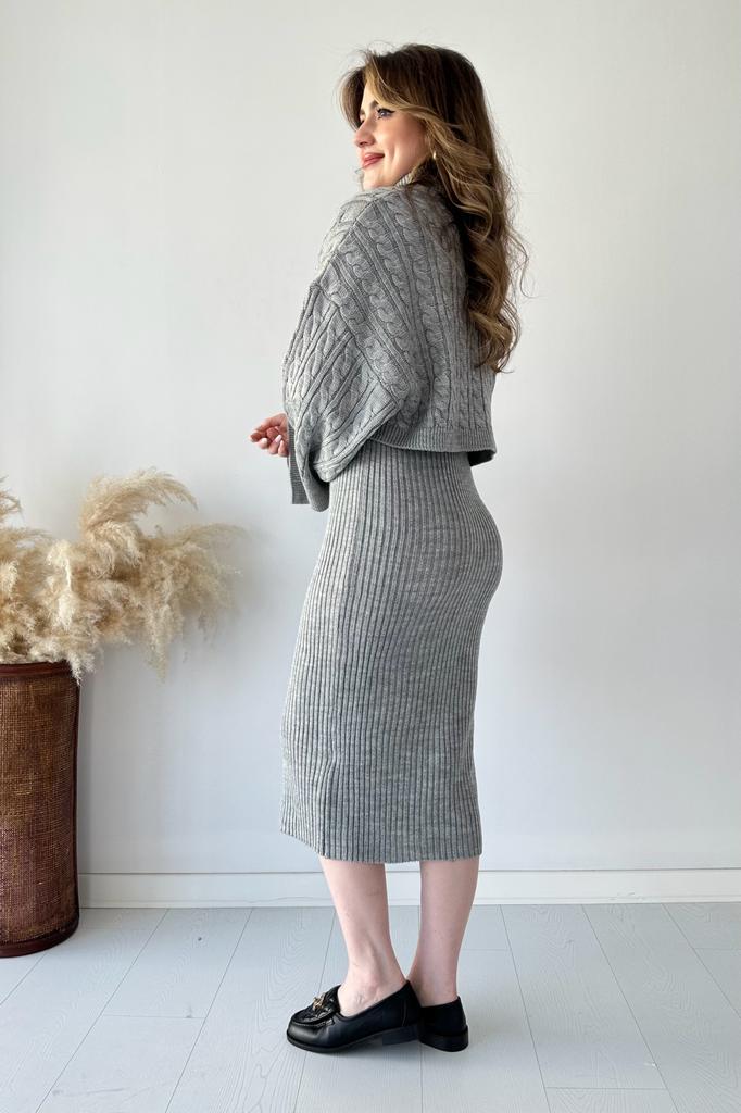 Saç Örgü Kazak Elbise Triko Takım