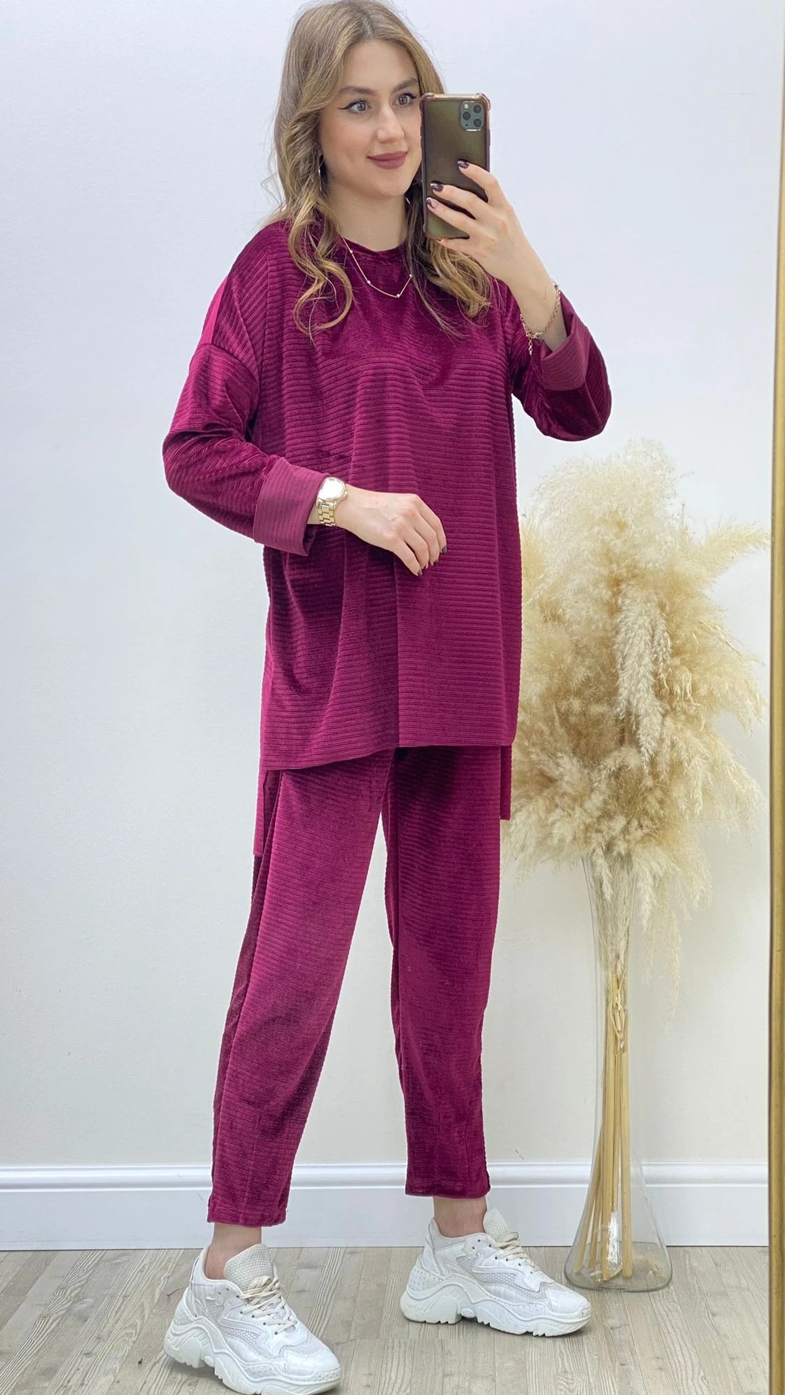 Kadife Rahat Takım Bordo