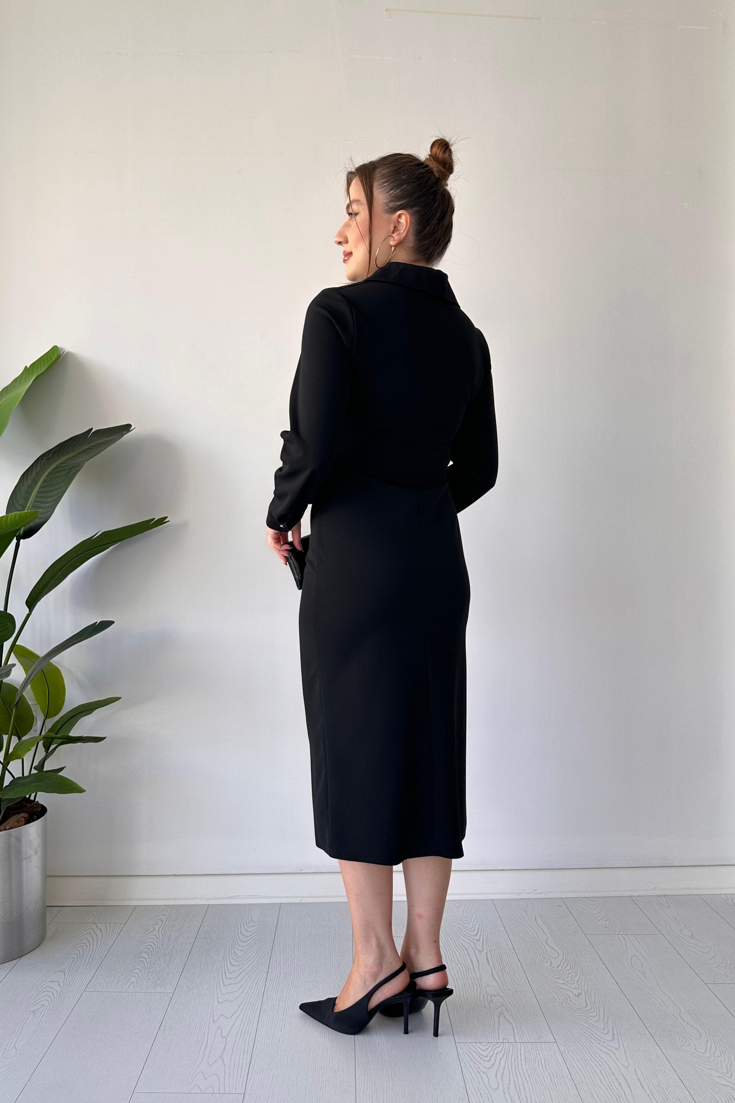 Göğüs Büzgü Gömlek Elbise