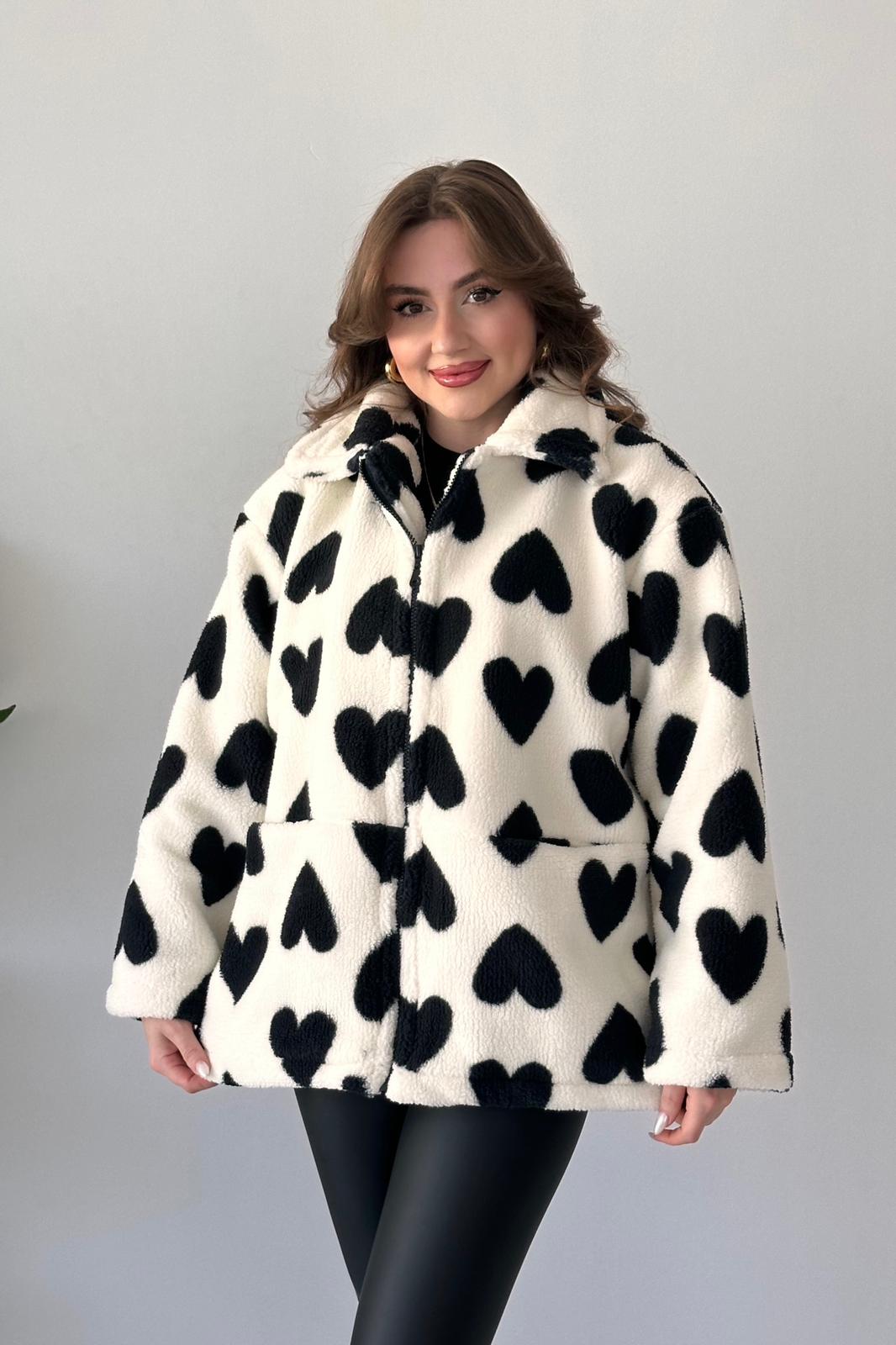 Kalpli Peluş Mont - Krem