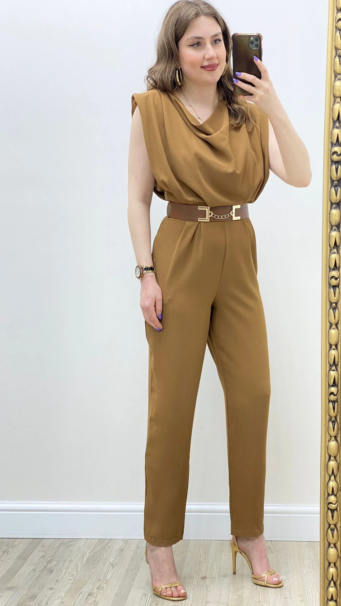 Degaje Yaka Kemerli Tulum Taba