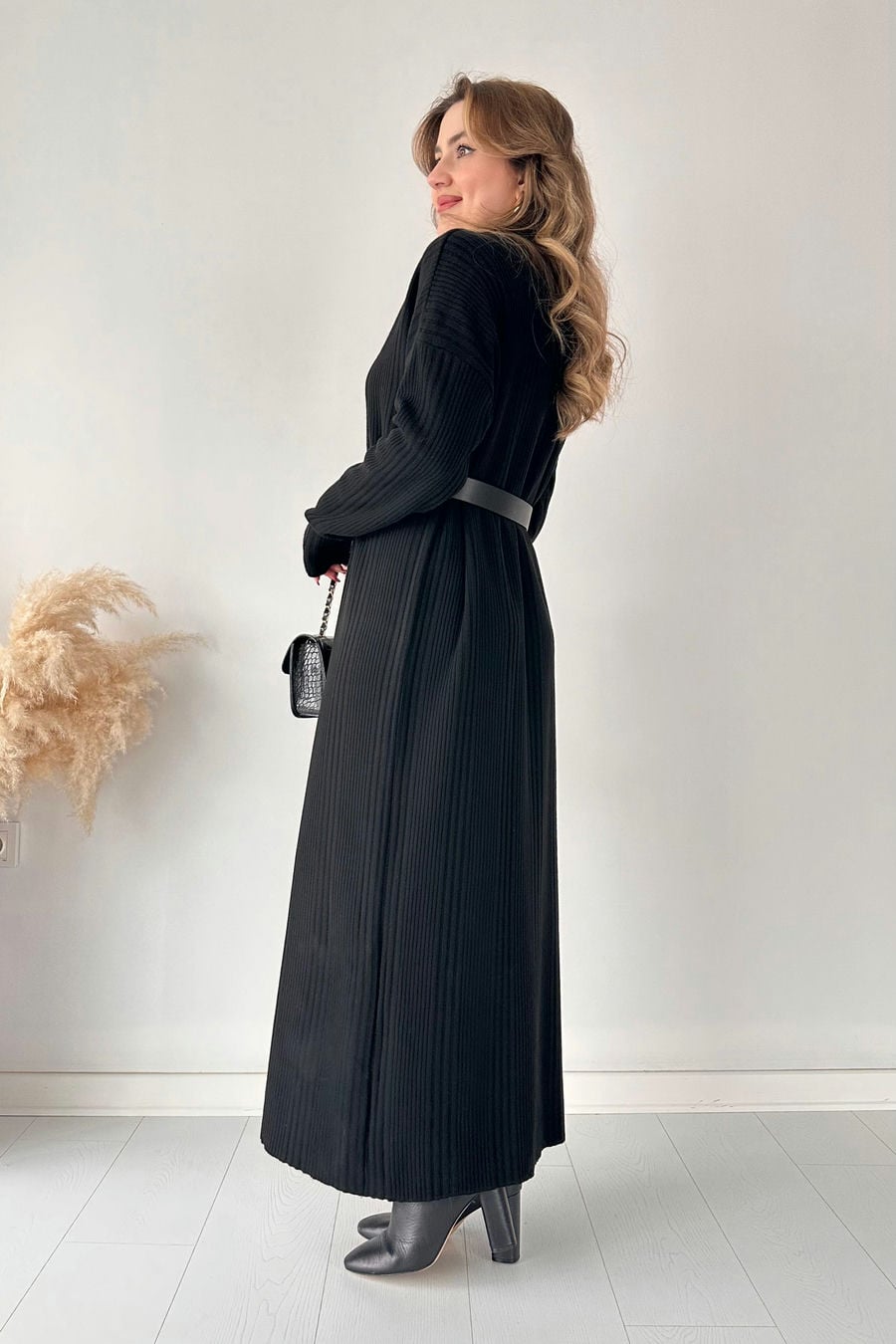 Fitilli Maksi Triko Elbise