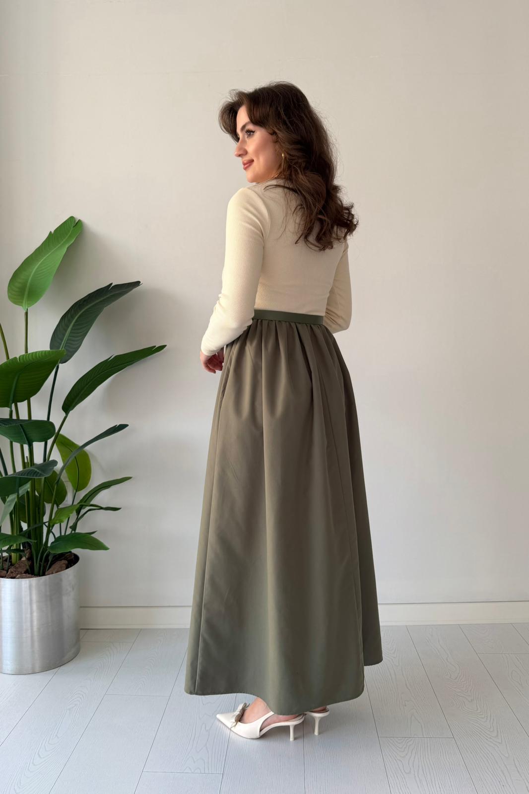 Kemerli Poplin Detay Elbise