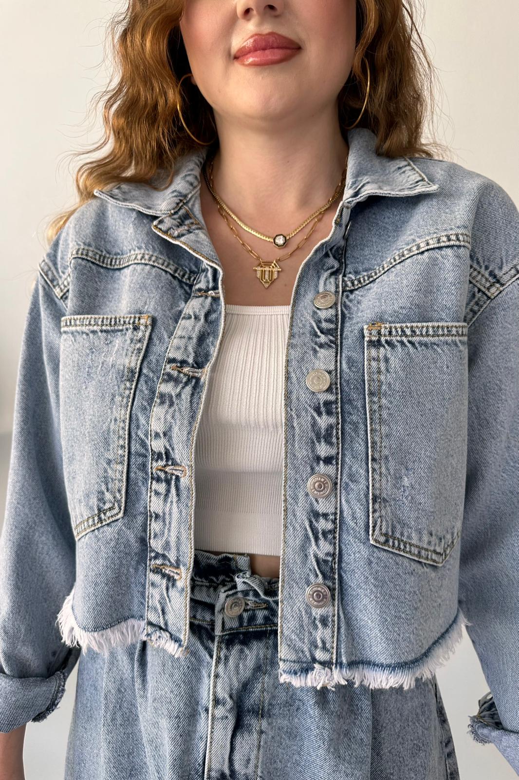 Kloş Etekli Denim Takım