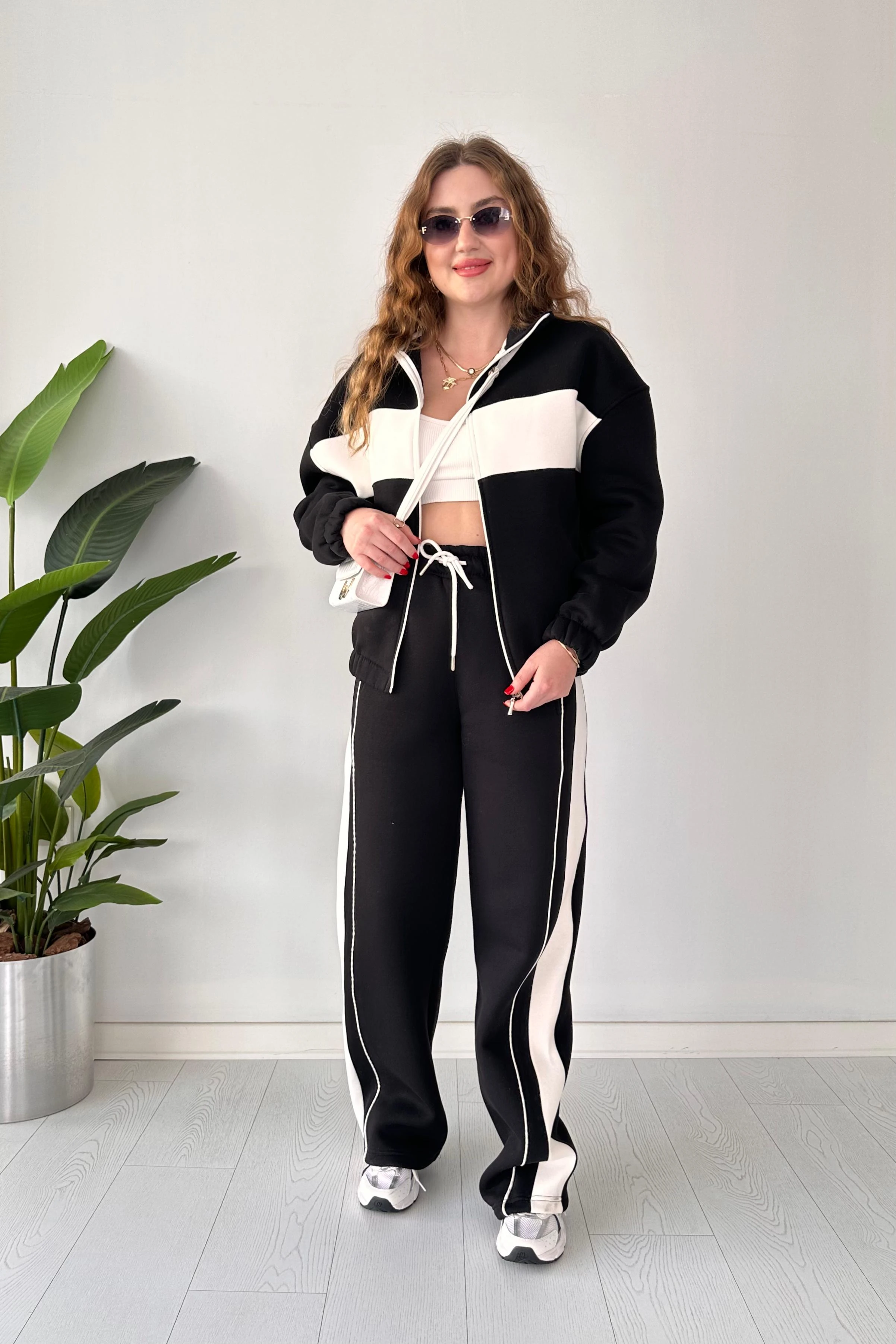 Şeritli İçi Polar Eşofman Takımı