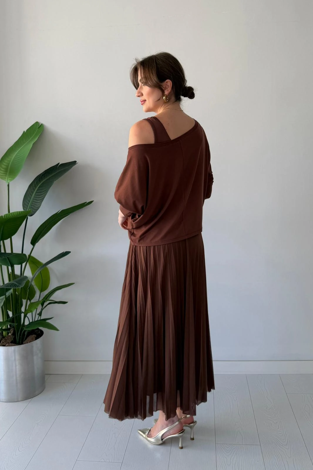 Bluz Detaylı Eteği Pileli Elbise