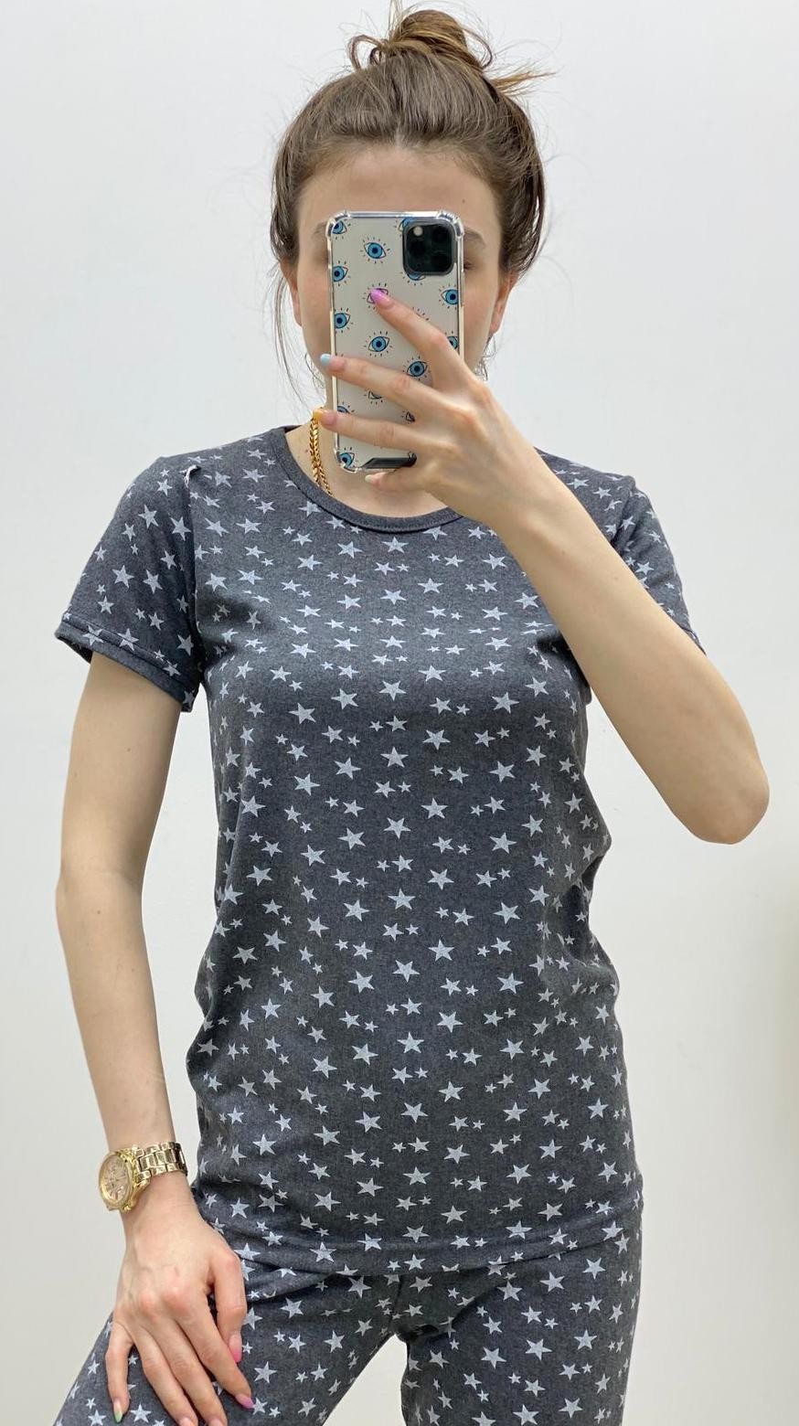 Yıldızlı Pijama Takımı Gri